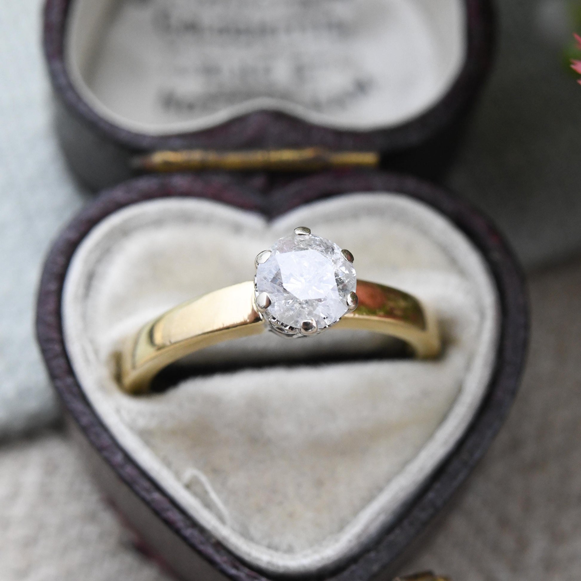 Vintage 18ct Gold Milky Diamond Solitaire Ring c 0.75 Carat - Large Stone Solitaire Engagement Yellow Gold | UK Size - K 1/2 US Size - 5 1/2