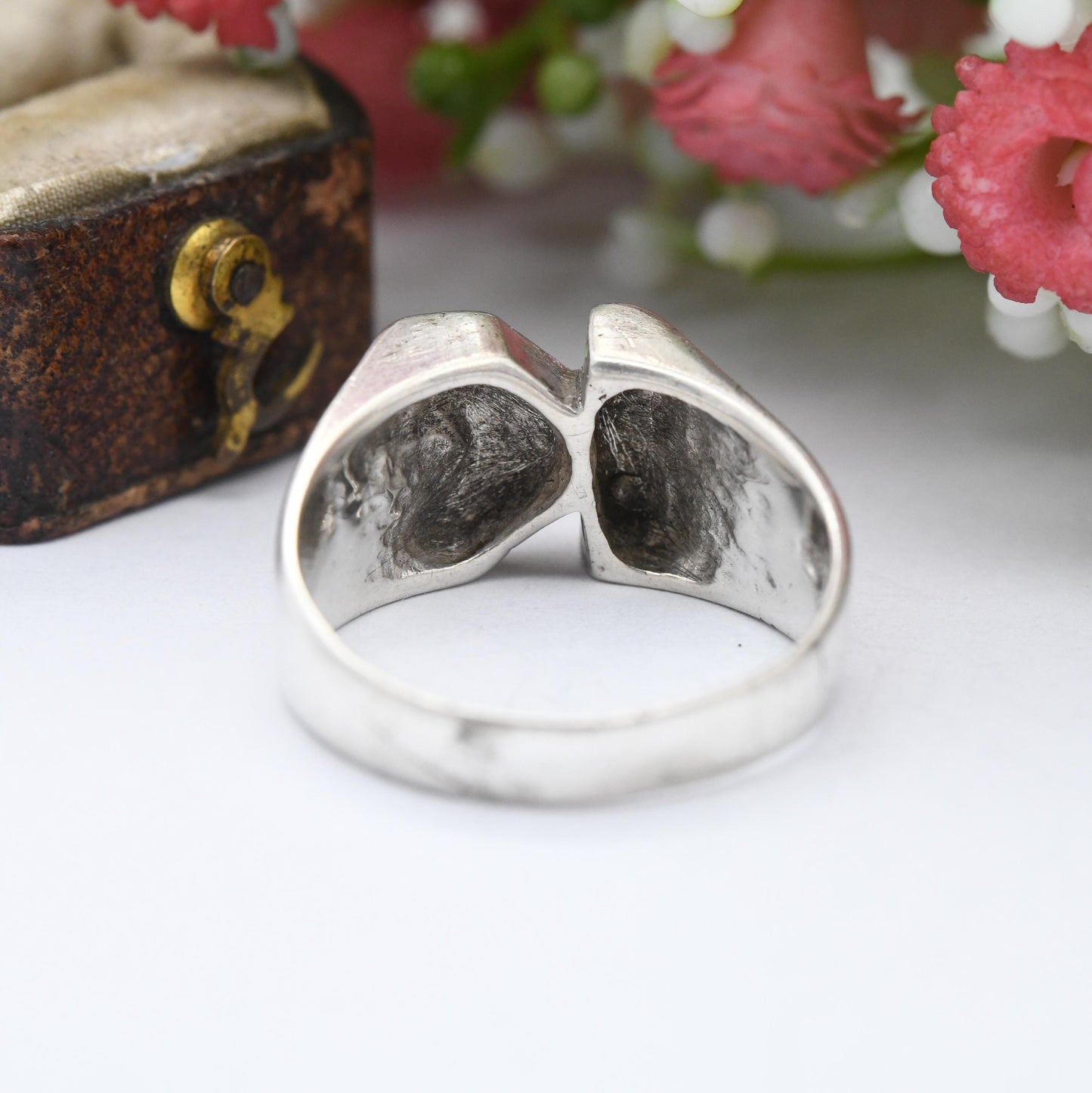 Vintage Sterling Silver Letter K Signet Ring 1976 - Mid-Century Chunky Unisex Jewellery | UK Size - O | US Size - 7 1/4