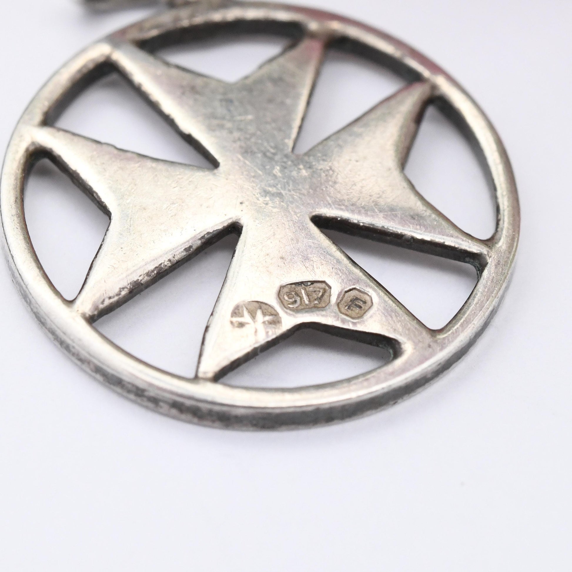 Vintage Maltese Cross Silver Pendant - 917 Silver Minimal Design Arrow Cross Christian Gift for Baptism Christening | Charm Necklace Stack