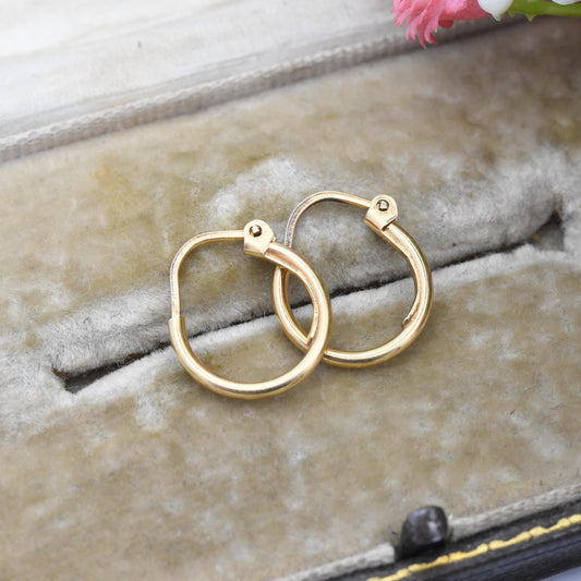 Vintage 9ct Gold Hoop Earrings by Unoaerre - Italian Designer Circle Hoops | Minimal Everyday Plain Round Sleeper Hoops