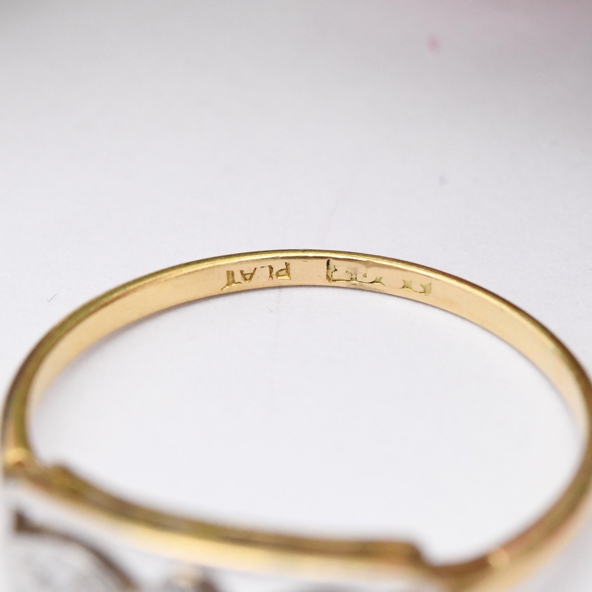 Antique Art Deco 18ct Gold and Platinum Diamond Three Stone Ring - Early 20th Century Trilogy Engagement | UK Size - O 1/2 | US Size - 7 1/2