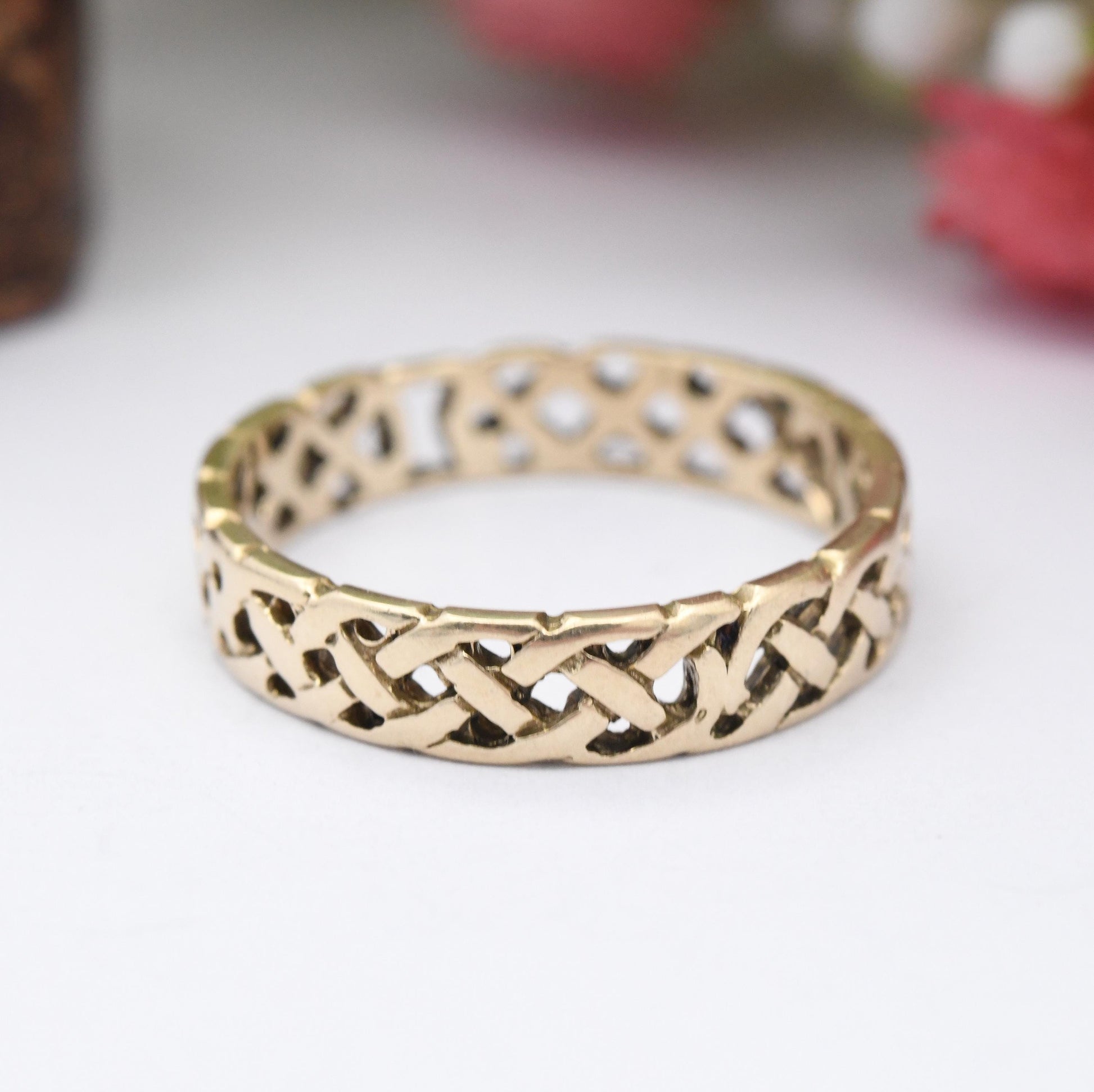 Vintage 9ct Gold Celtic Knot Band Ring 2000 - Open Woven Band | Unisex Band Ring | UK Size - N | US Size - 6 1/2