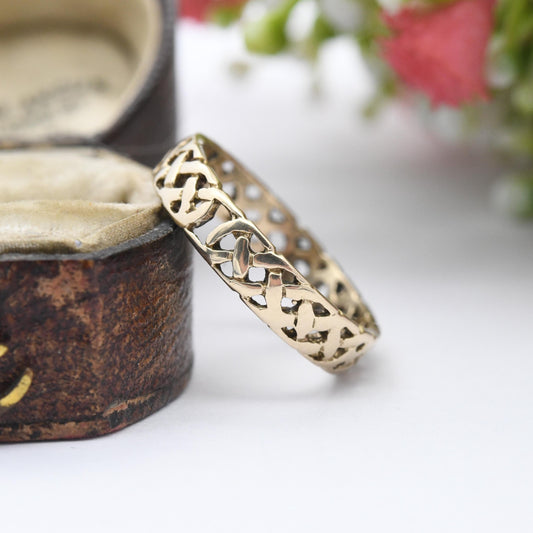 Vintage 9ct Gold Celtic Knot Band Ring 2000 - Open Woven Band | Unisex Band Ring | UK Size - N | US Size - 6 1/2