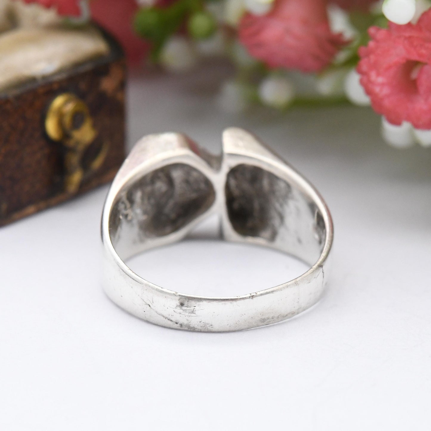 Vintage Sterling Silver Letter K Signet Ring 1976 - Mid-Century Chunky Unisex Jewellery | UK Size - O | US Size - 7 1/4