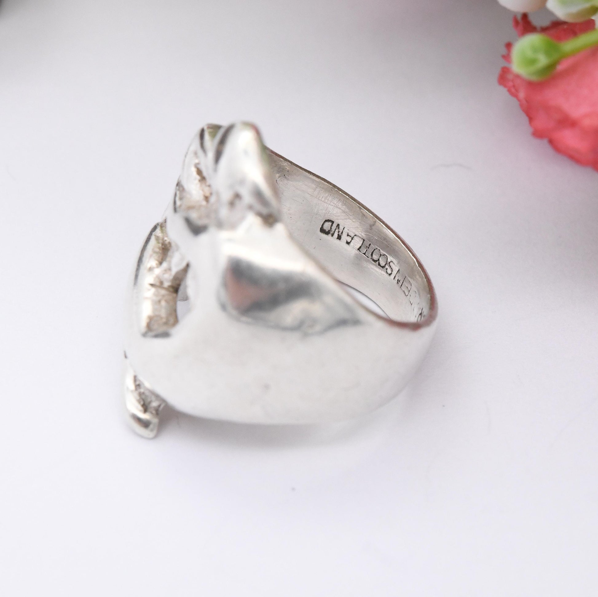 Vintage Silver Leda and the Swan Ring Made in Scotland - Mid-Century Figural Silver Naked Woman Hugging Bird | UK Size - J 1/2 | US Size - 5
