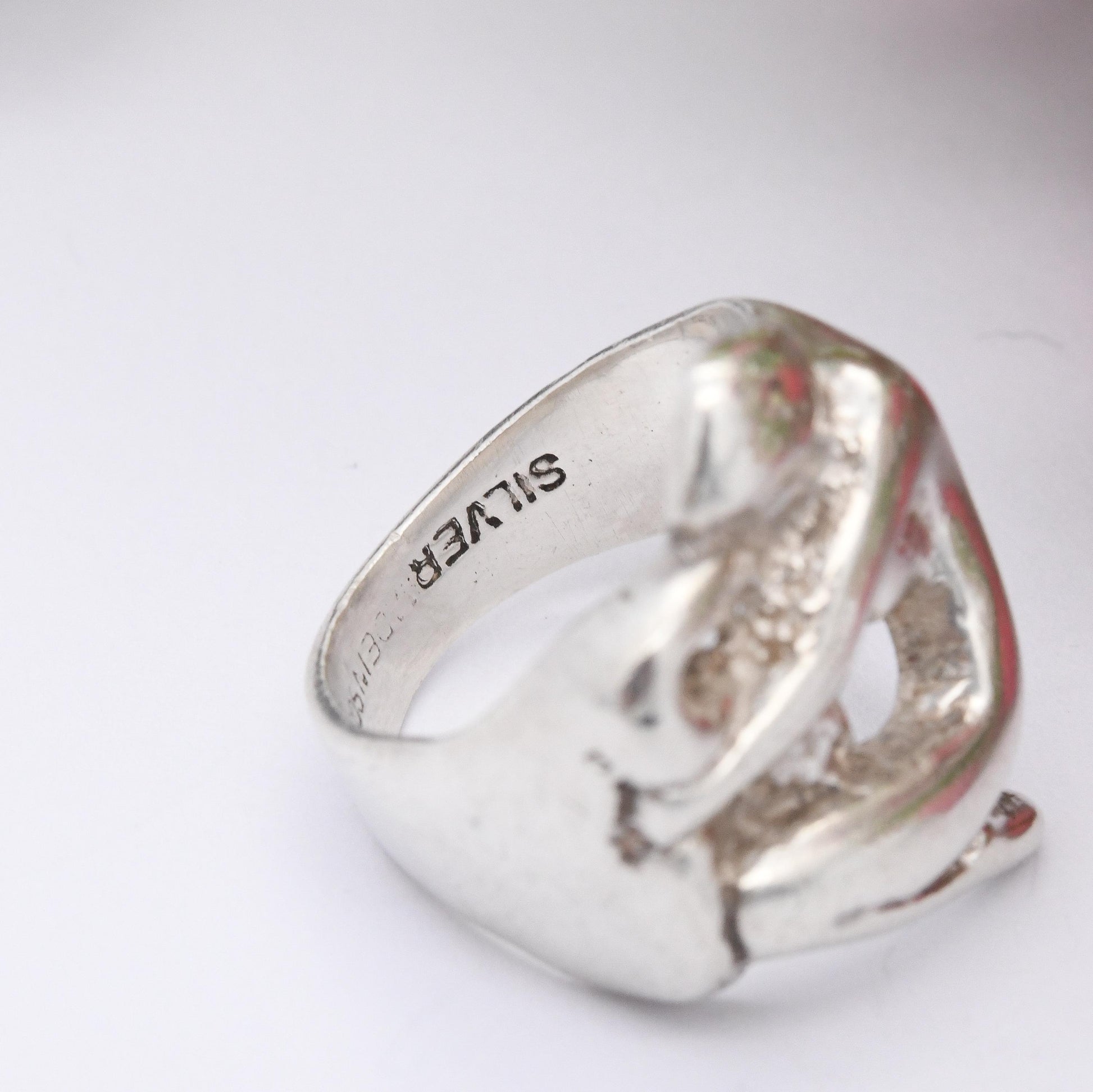 Vintage Silver Leda and the Swan Ring Made in Scotland - Mid-Century Figural Silver Naked Woman Hugging Bird | UK Size - J 1/2 | US Size - 5