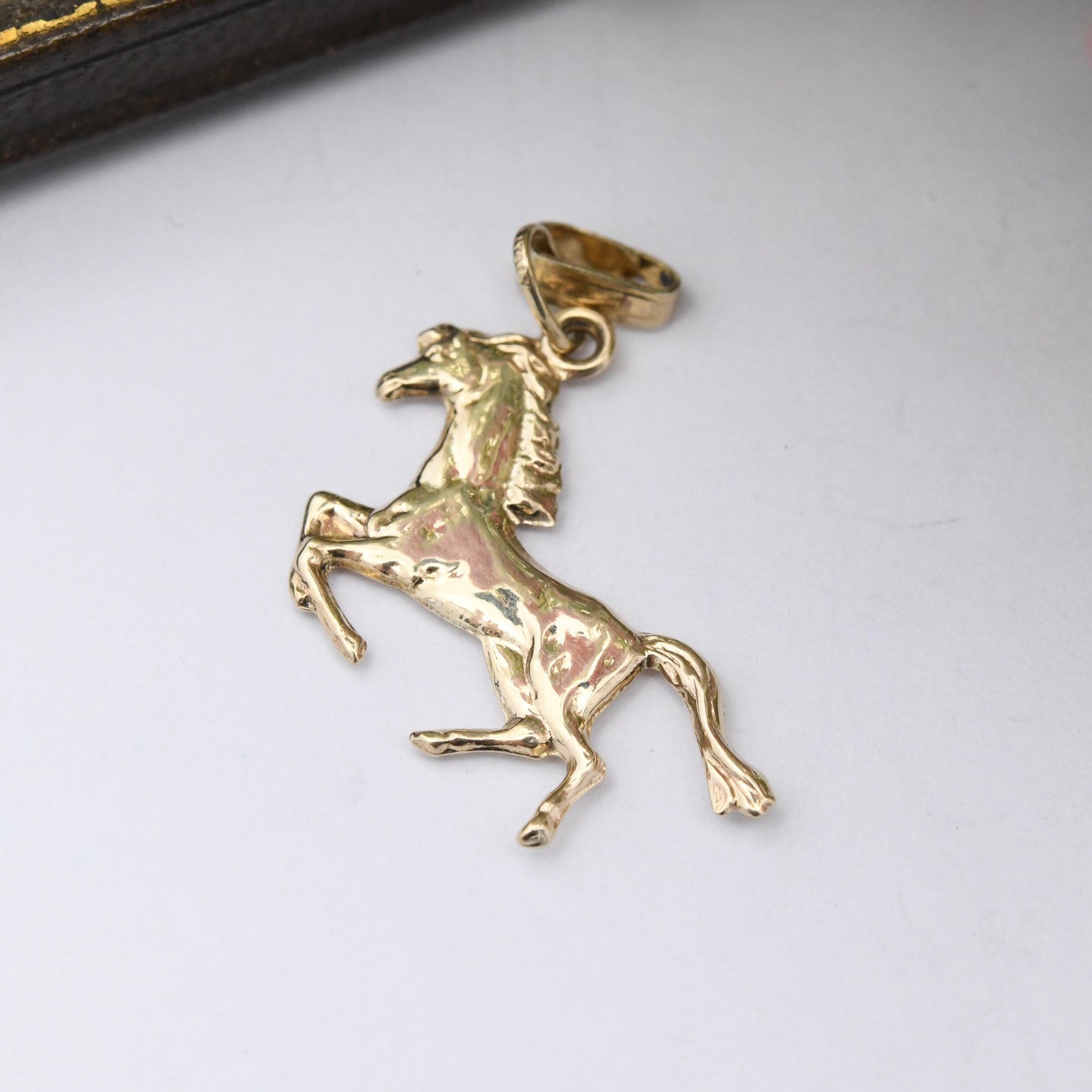 Vintage 9ct Gold Horse Charm Pendant Made in Italy - Solid Gold Jewellery Gift for Her Novelty Animal Charm Bracelet Necklace Running Horse