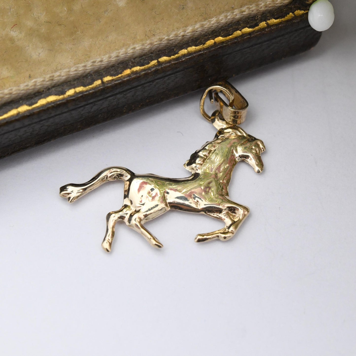 Vintage 9ct Gold Horse Charm Pendant Made in Italy - Solid Gold Jewellery Gift for Her Novelty Animal Charm Bracelet Necklace Running Horse