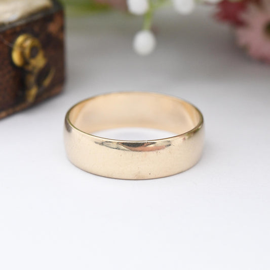 Vintage Solid 9ct Gold Band Ring - Unisex Minimalist Mid-Century Jewellery Yellow Gold Wedding Band | UK Size - K | US Size - 5 1/4