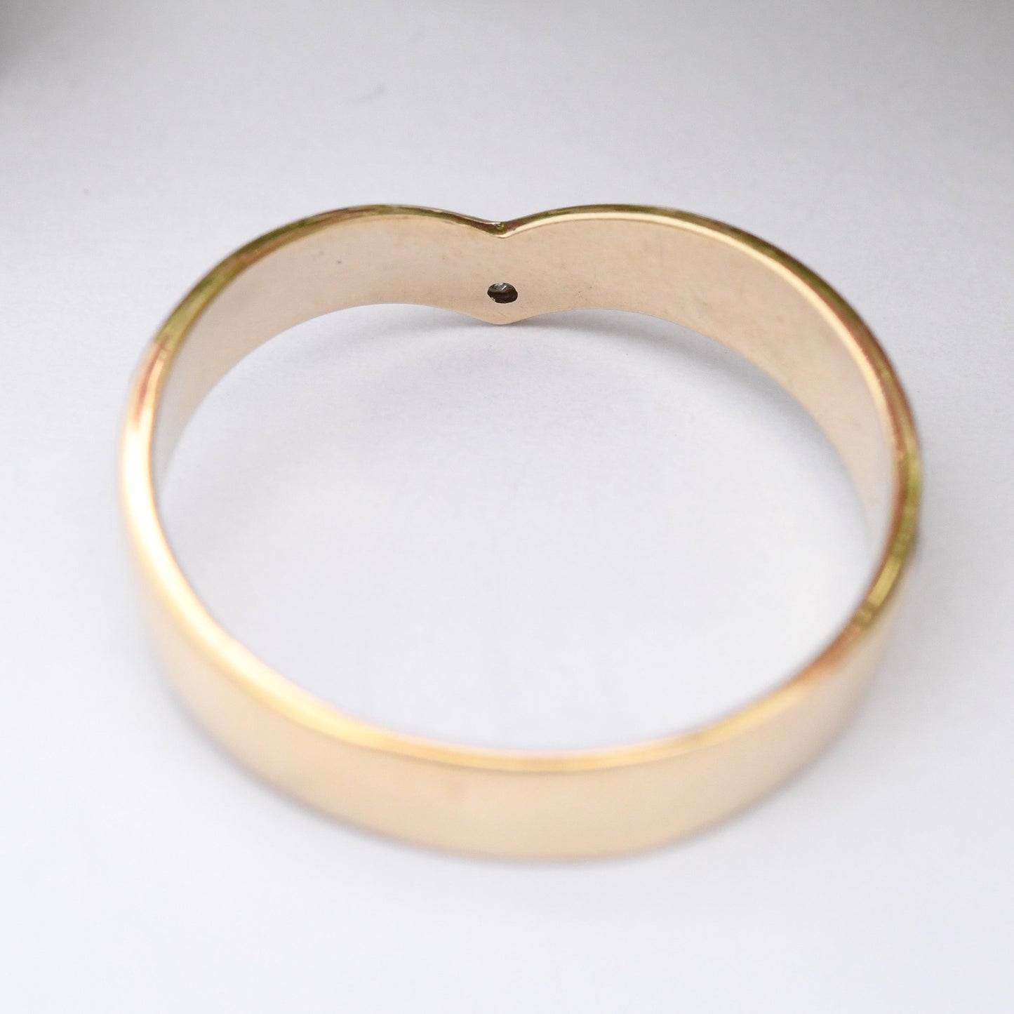 Vintage 9ct Gold Footprints Wishbone Ring with Diamond Brooks & Bentley - Saw One Set of Footprints Poem | UK Size - R 1/2 | US Size - 8 3/4