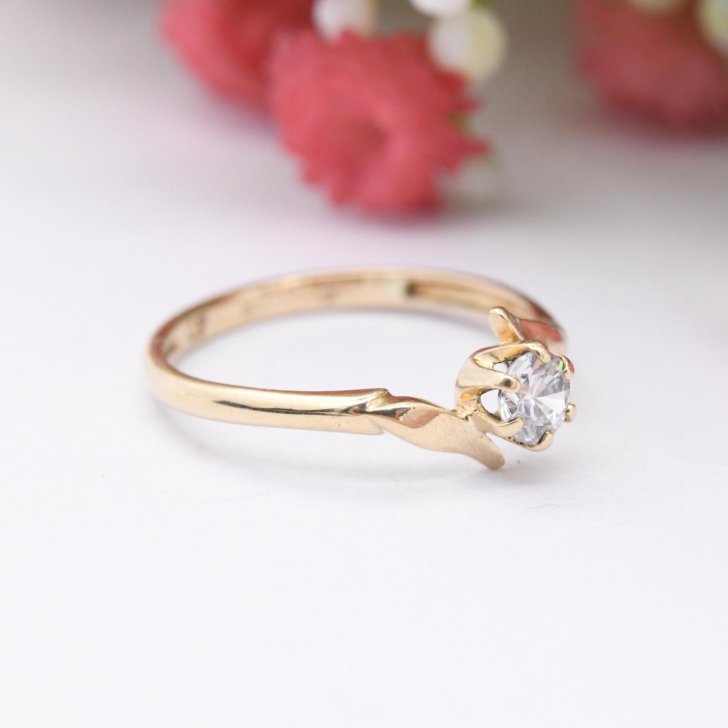 Vintage 9ct Gold CZ Solitaire Ring 1993 - Clear Stone Bypass Engagement Ring Placeholder | Cubic Zirconia | UK Size - L | US Size - 5 3/4