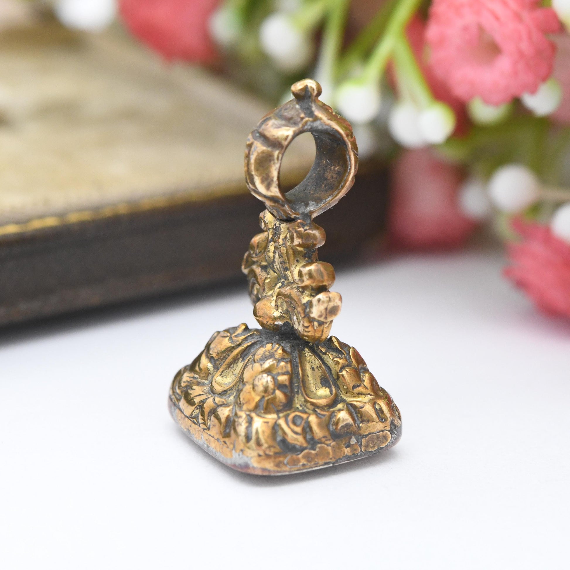 Antique Gemstone Swan Seal Fob Pendant - Intaglio Carved Stone Watch Fob Pendant | Ornate Victorian Jewellery | Bird in the Reeds Image