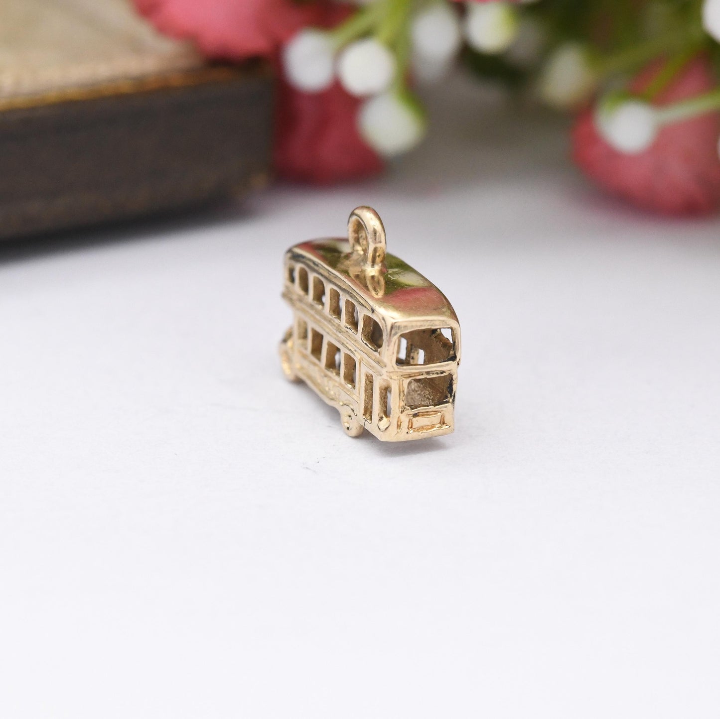 Vintage 9ct Gold Double Decker Bus Charm Pendant 1999 - Old Style London Red Bus Souvenir Gift for Charm Bracelet | Retro Car Enthusiast