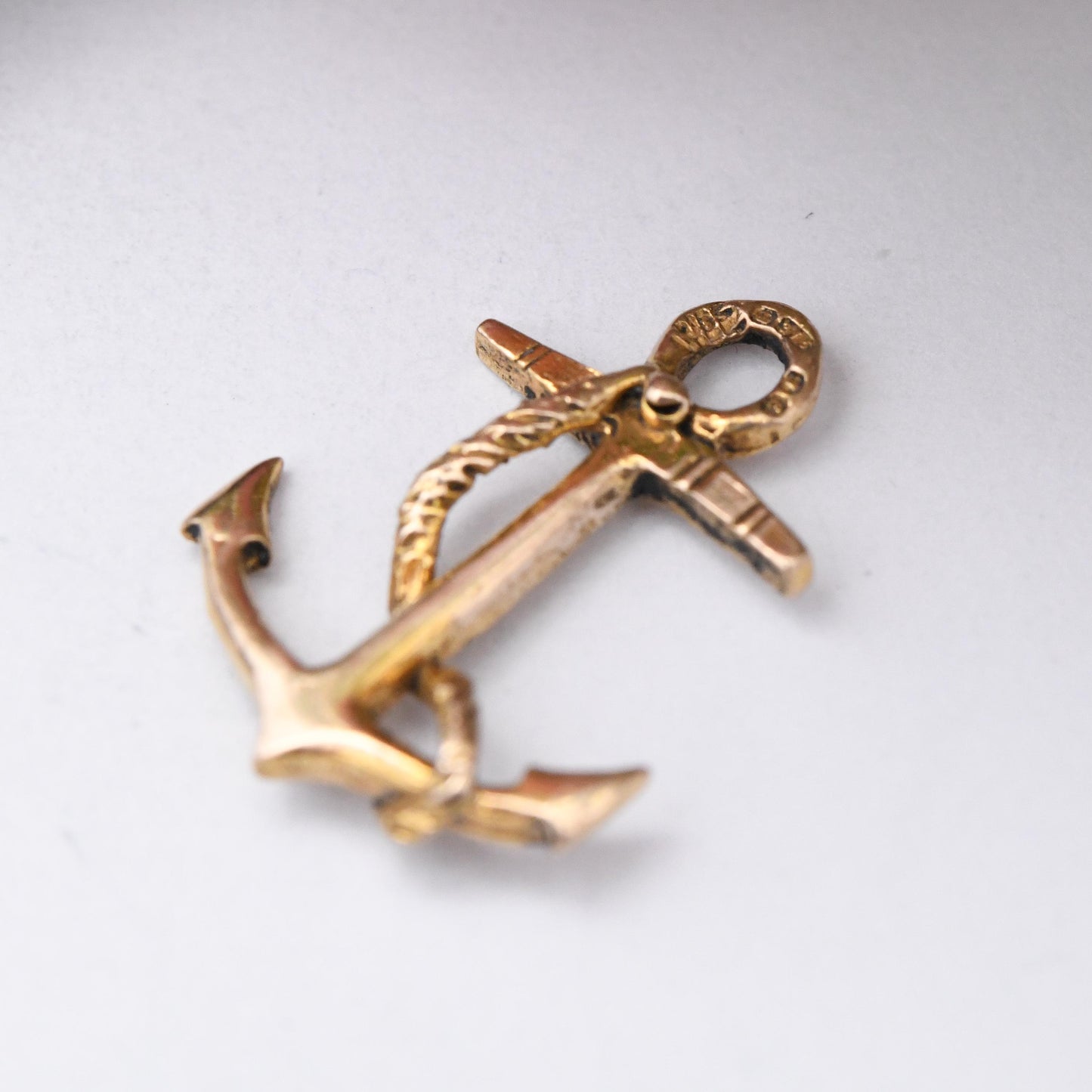 Vintage 9ct Gold Anchor Charm Pendant 1979 - Hope's Anchor Victorian Symbol Rope Twist Detail | Solid Gold Detailed Pendant for Necklace