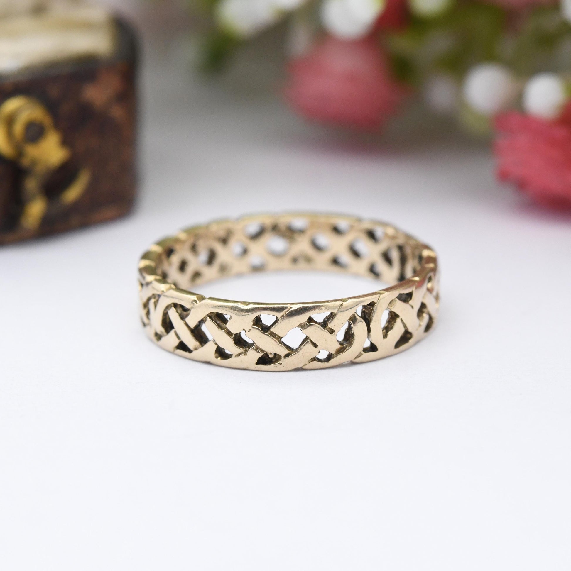 Vintage 9ct Gold Celtic Knot Band Ring 2000 - Open Woven Band | Unisex Band Ring | UK Size - N | US Size - 6 1/2