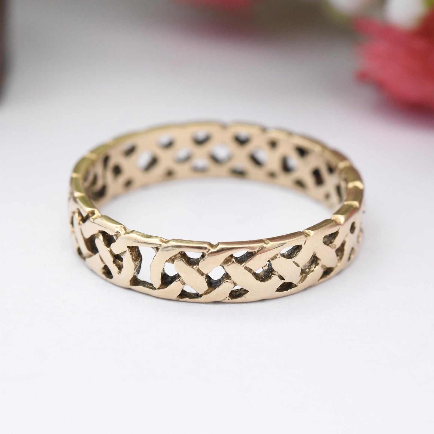 Vintage 9ct Gold Celtic Knot Band Ring 2000 - Open Woven Band | Unisex Band Ring | UK Size - N | US Size - 6 1/2