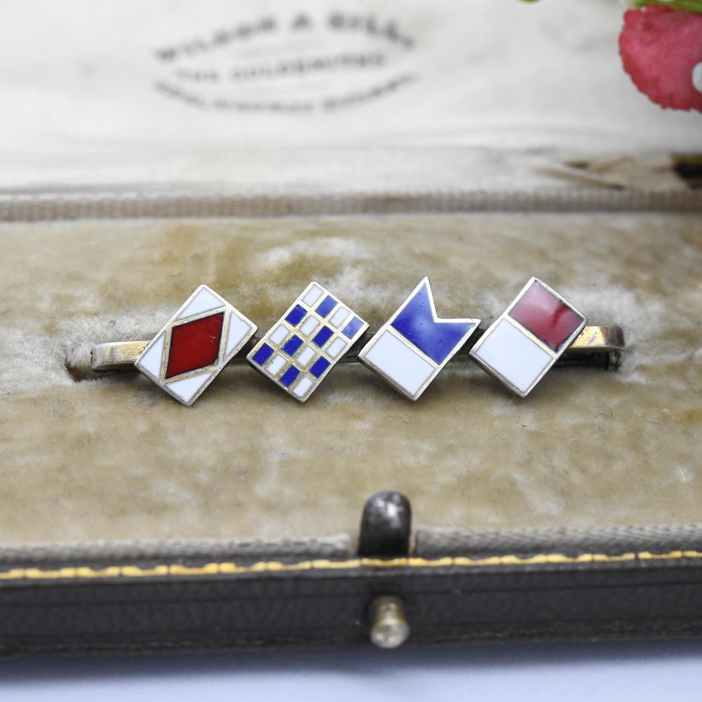 Vintage Silver Maritime Signal Flag Brooch Colourful Enamel FNAH Symbol Alphabet - Nautical Theme Collectable Jewellery