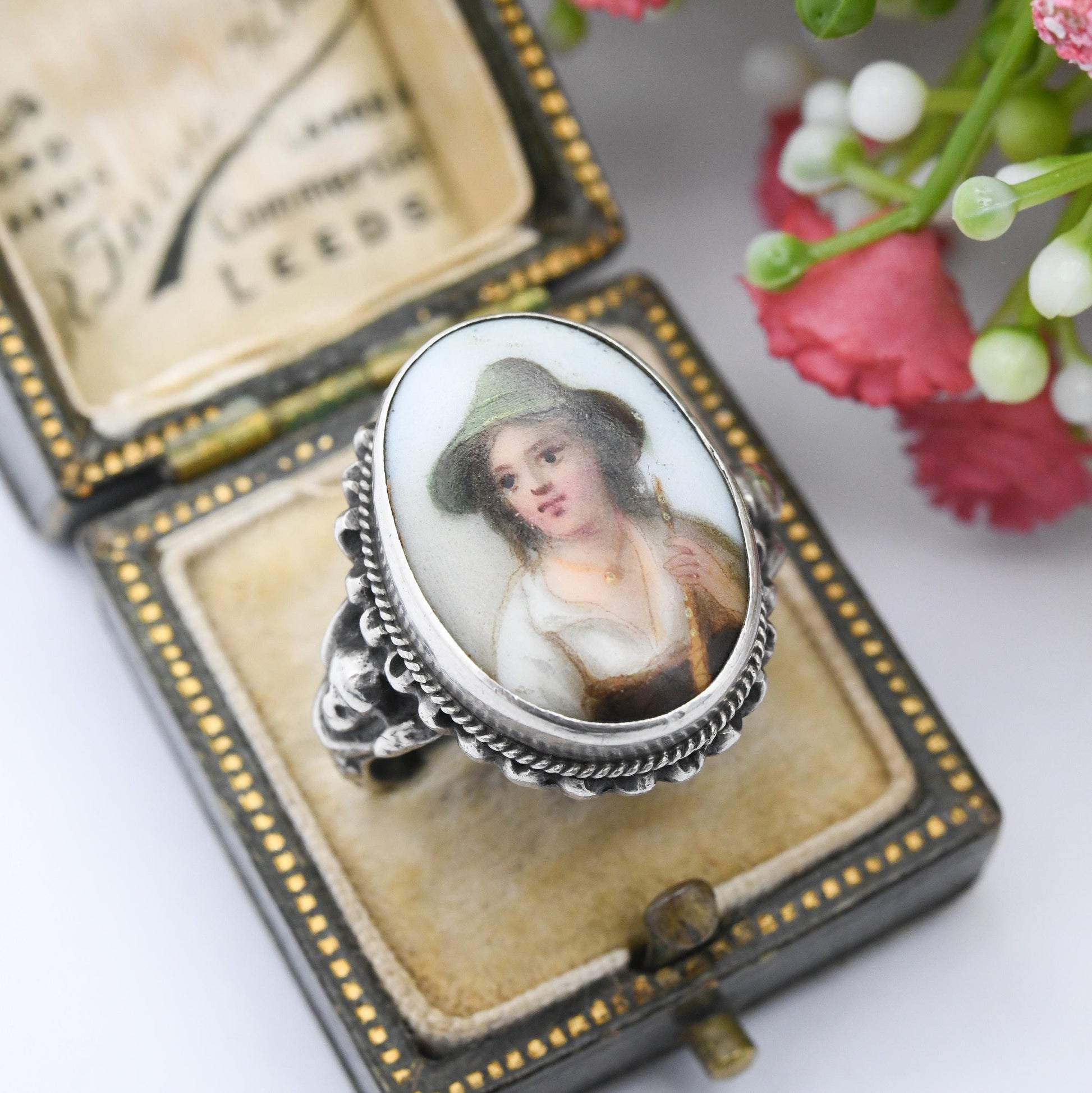 Antique Sterling Silver Portrait Ring by Zoltan White ZW&Co - Austro Hungarian Style Arts and Crafts c. 1920 | Size UK - O 1/2 | US - 7 1/2