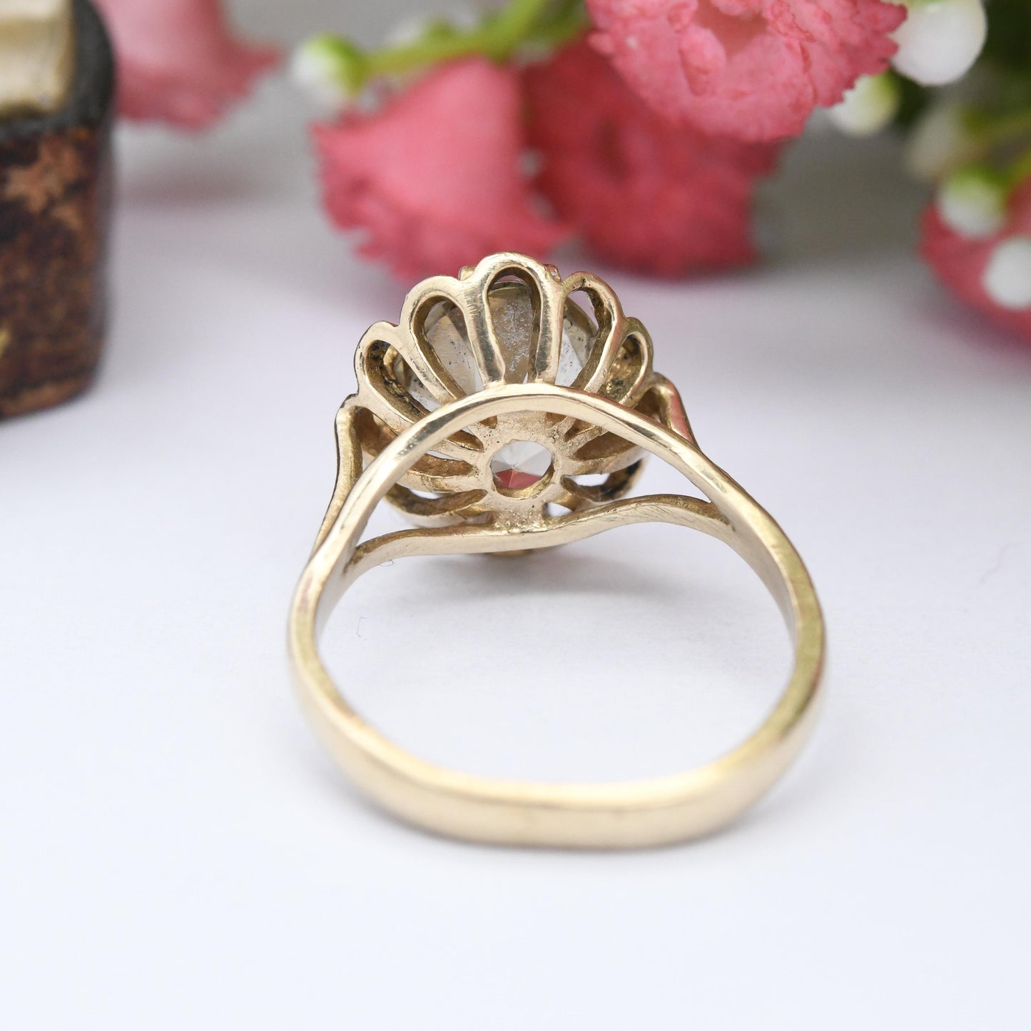 Vintage 9ct Gold Citrine Ring 1980 - Cocktail Ring Large Faceted Gemstone Jewellery | Small Size Gift for Her | UK Size - J 1/2 US Size - 5