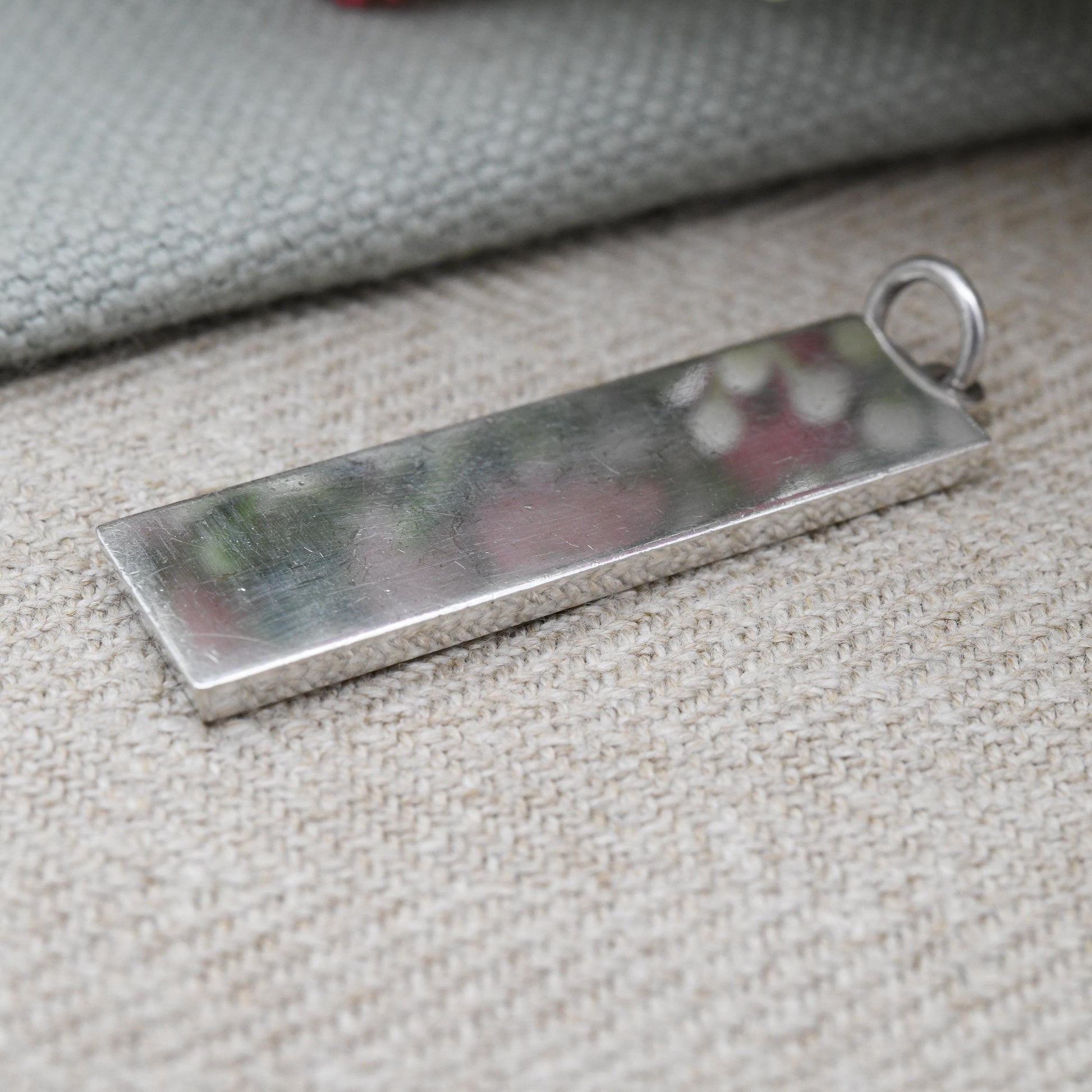 Vintage Sterling Silver Ingot Pendant 1977 with Queen Elizabeth II Silver Jubilee Stamp GMC - Hallmarked in Birmingham Mid-Century Necklace
