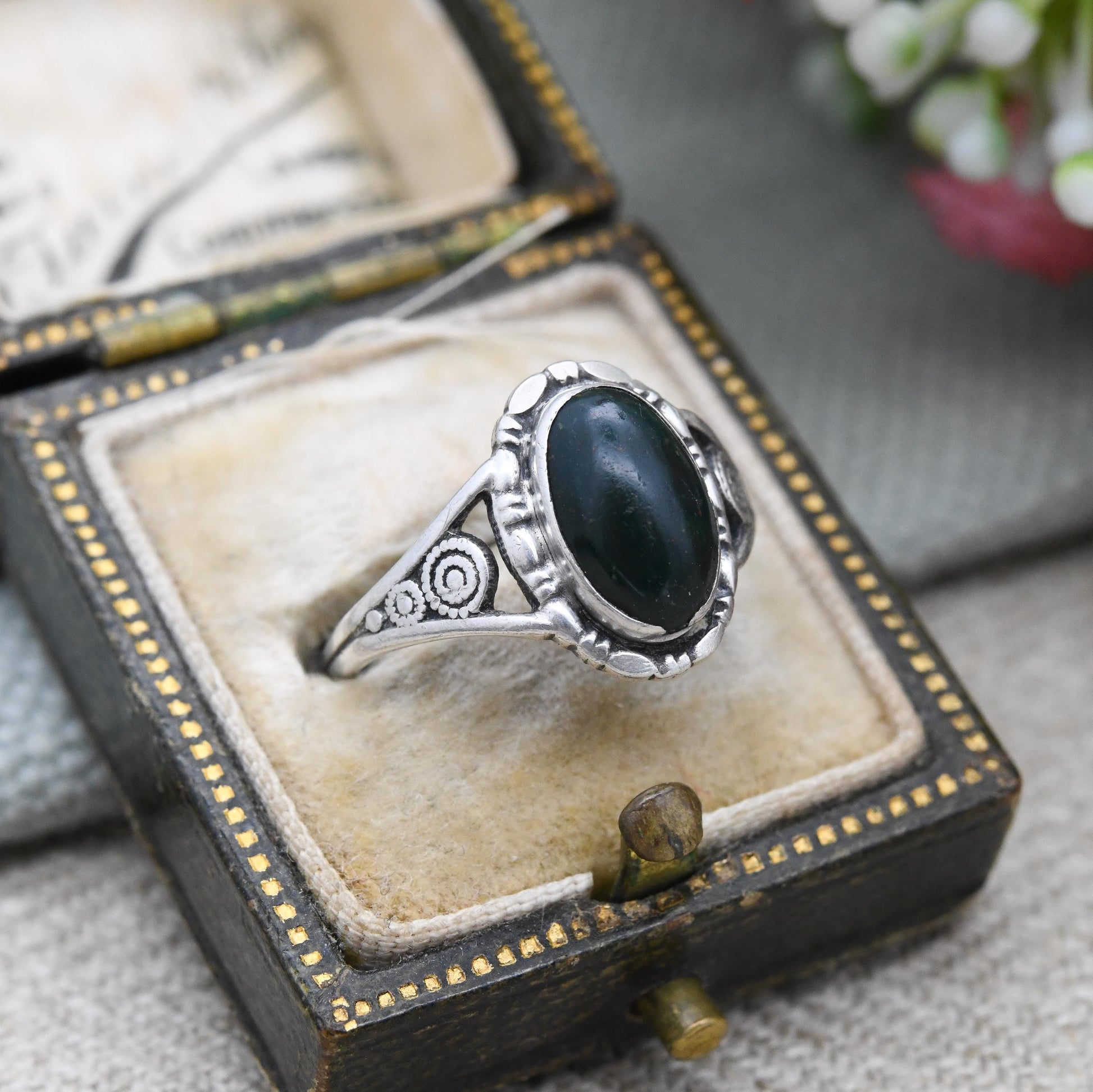 Vintage Sterling Silver Bloodstone Ring by TLM Thomas L Mott