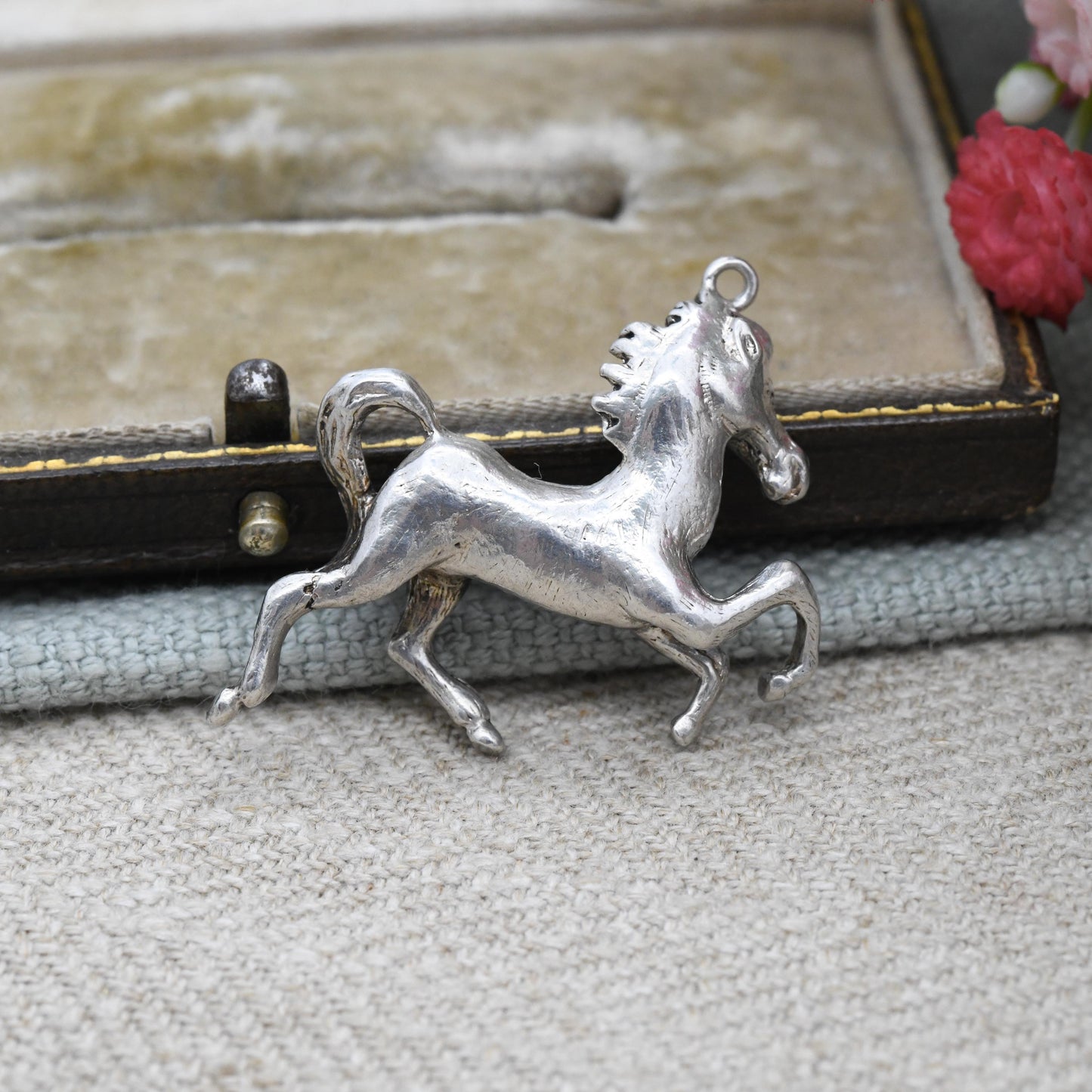 Vintage Sterling Silver Horse Charm Pendant 1973 - Prancing Pony Animal Jewellery | Horse Girl Gift | Nature Lover Charm Bracelet Necklace