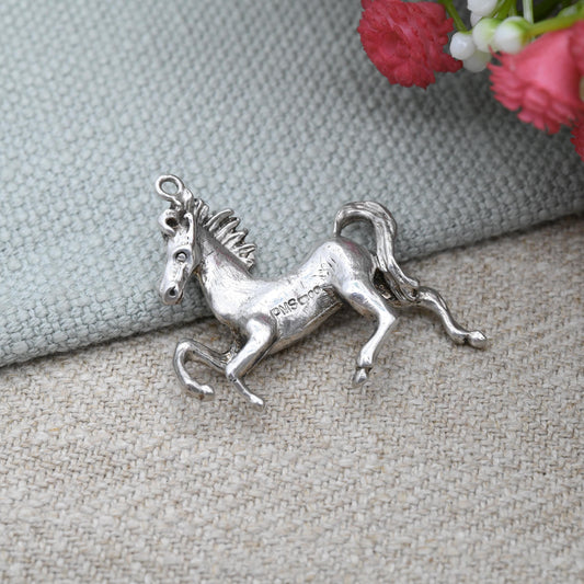 Vintage Sterling Silver Horse Charm Pendant 1973 - Prancing Pony Animal Jewellery | Horse Girl Gift | Nature Lover Charm Bracelet Necklace