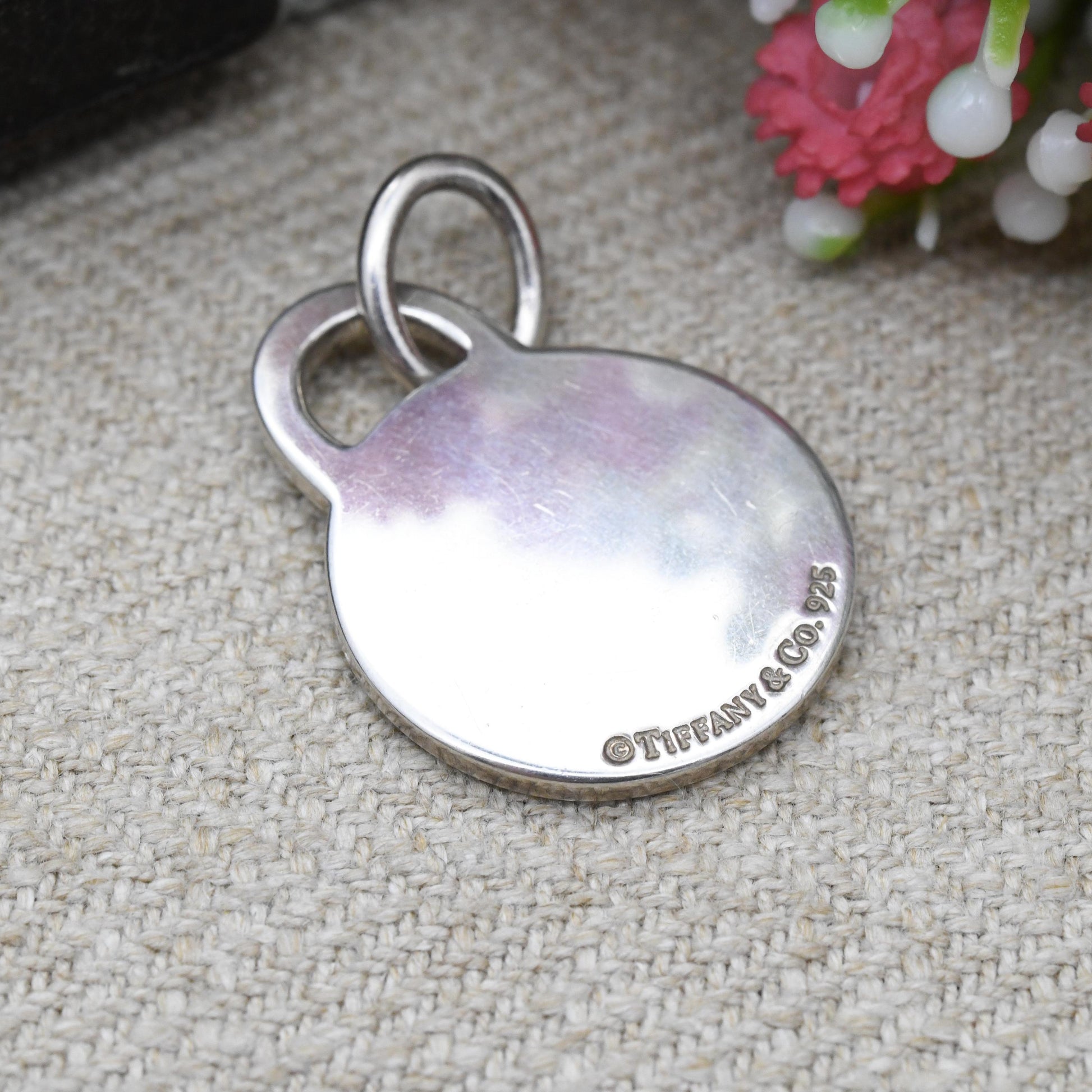 Please Return to Tiffany & Co Sterling Silver Round Tag Pendant - Signed Genuine Designer Jewellery Christmas Gift | Necklace Charm