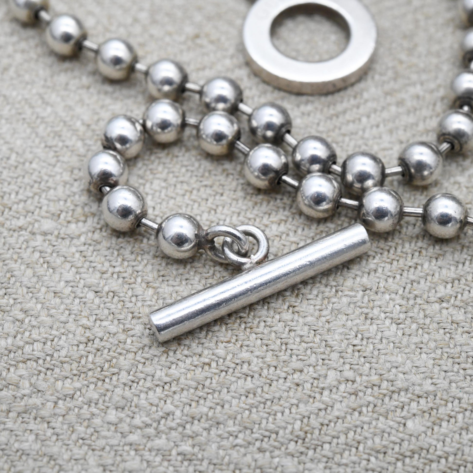 Gucci Boule Necklace and Bracelet Set Sterling Silver with Toggle and Ring Clasp - Beaded Popcorn Ball Chain | T-Bar Clasp | Signed Designer