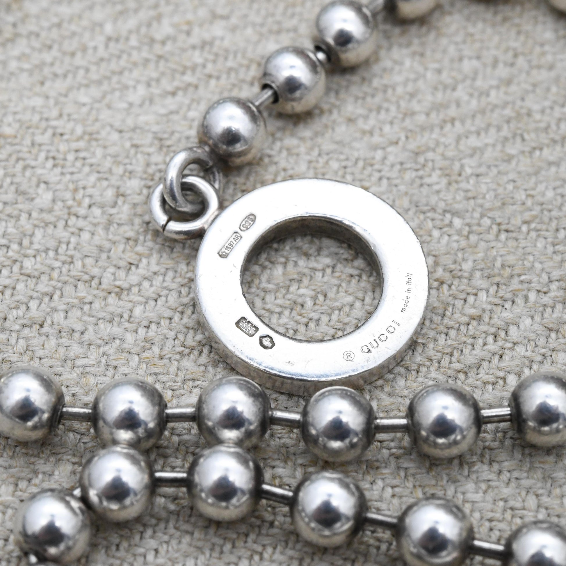 Gucci Boule Necklace and Bracelet Set Sterling Silver with Toggle and Ring Clasp - Beaded Popcorn Ball Chain | T-Bar Clasp | Signed Designer