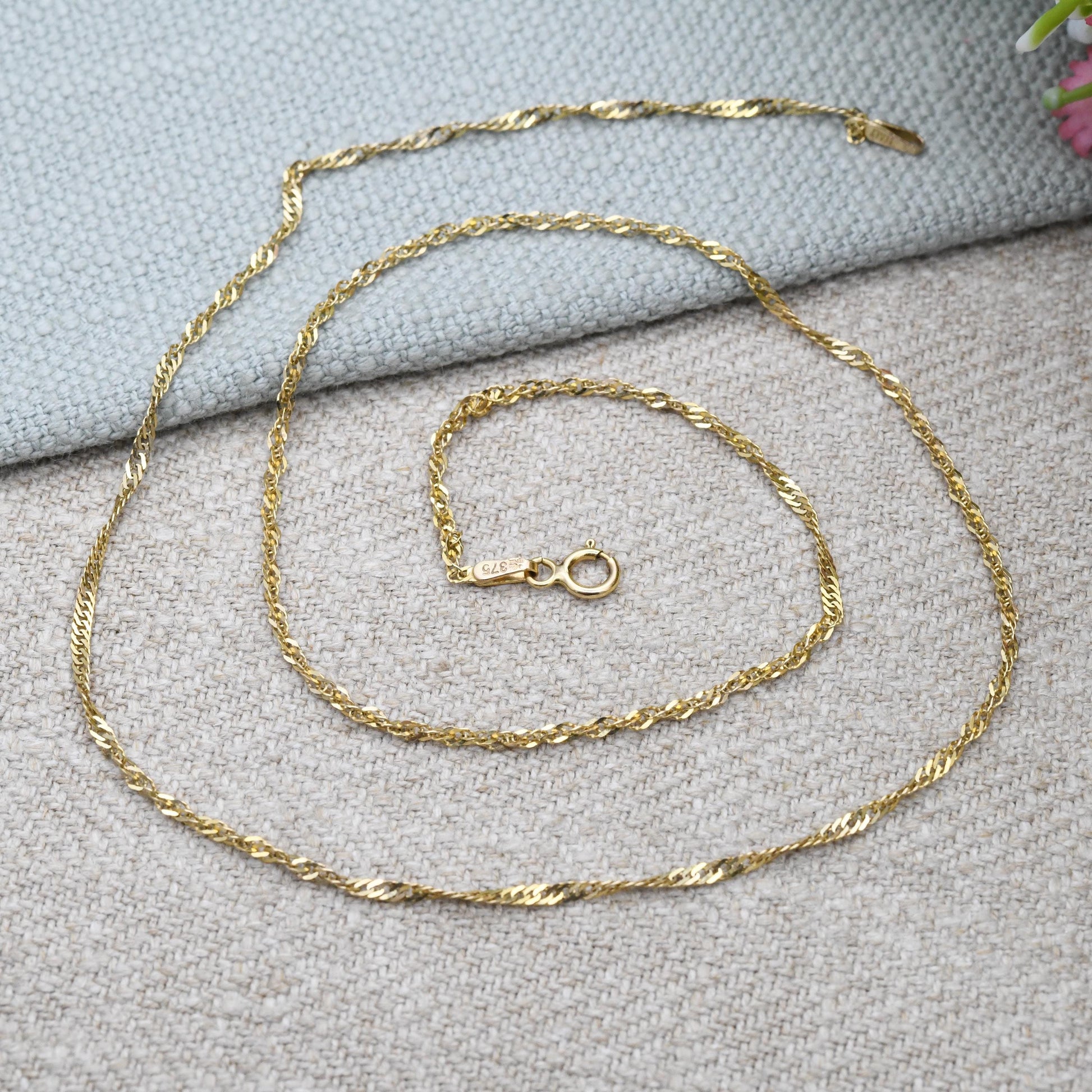 Vintage 9ct Gold Prince of Wales Chain Necklace Made in Italy - Unisex 9K Solid Yellow Gold Chain for Necklace Stack Pendant | 45cm | 18"