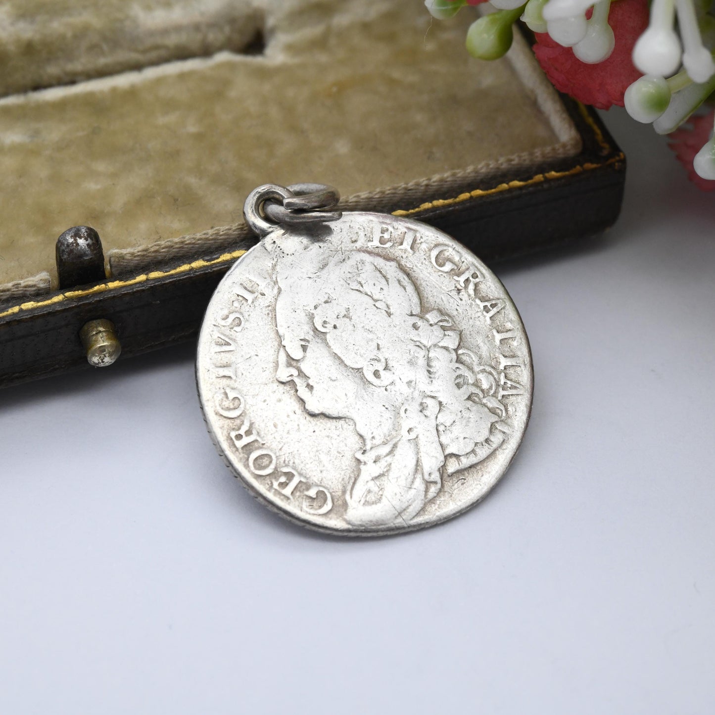 Antique George II Shilling Coin Pendant 1758 Sterling Silver - Genuine Georgian Old British Silver Coin Jewellery | House of Hanover