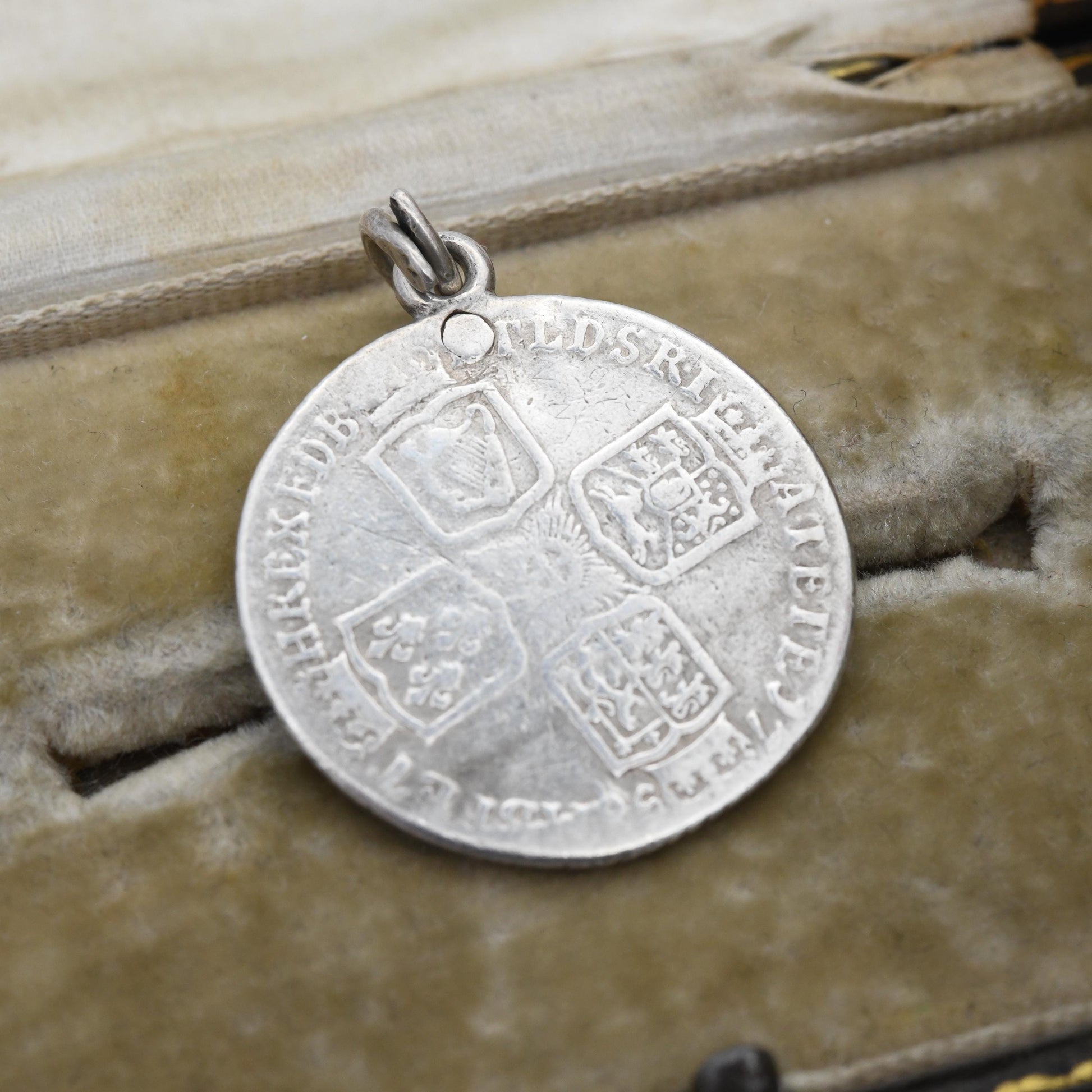 Antique George II Shilling Coin Pendant 1758 Sterling Silver - Genuine Georgian Old British Silver Coin Jewellery | House of Hanover