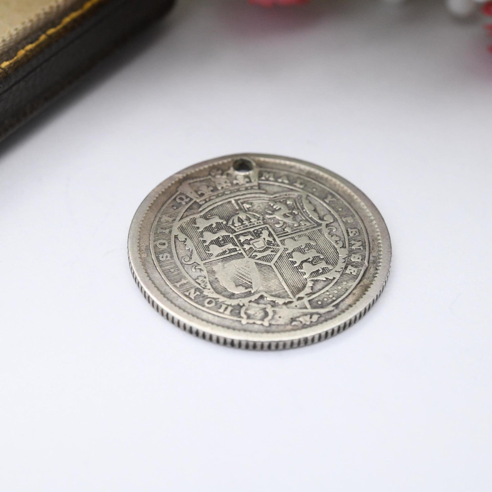 Antique George III Shilling Coin Pendant 1820 Sterling Silver Coin Jewellery - Pierced Holed Genuine Georgian Coin