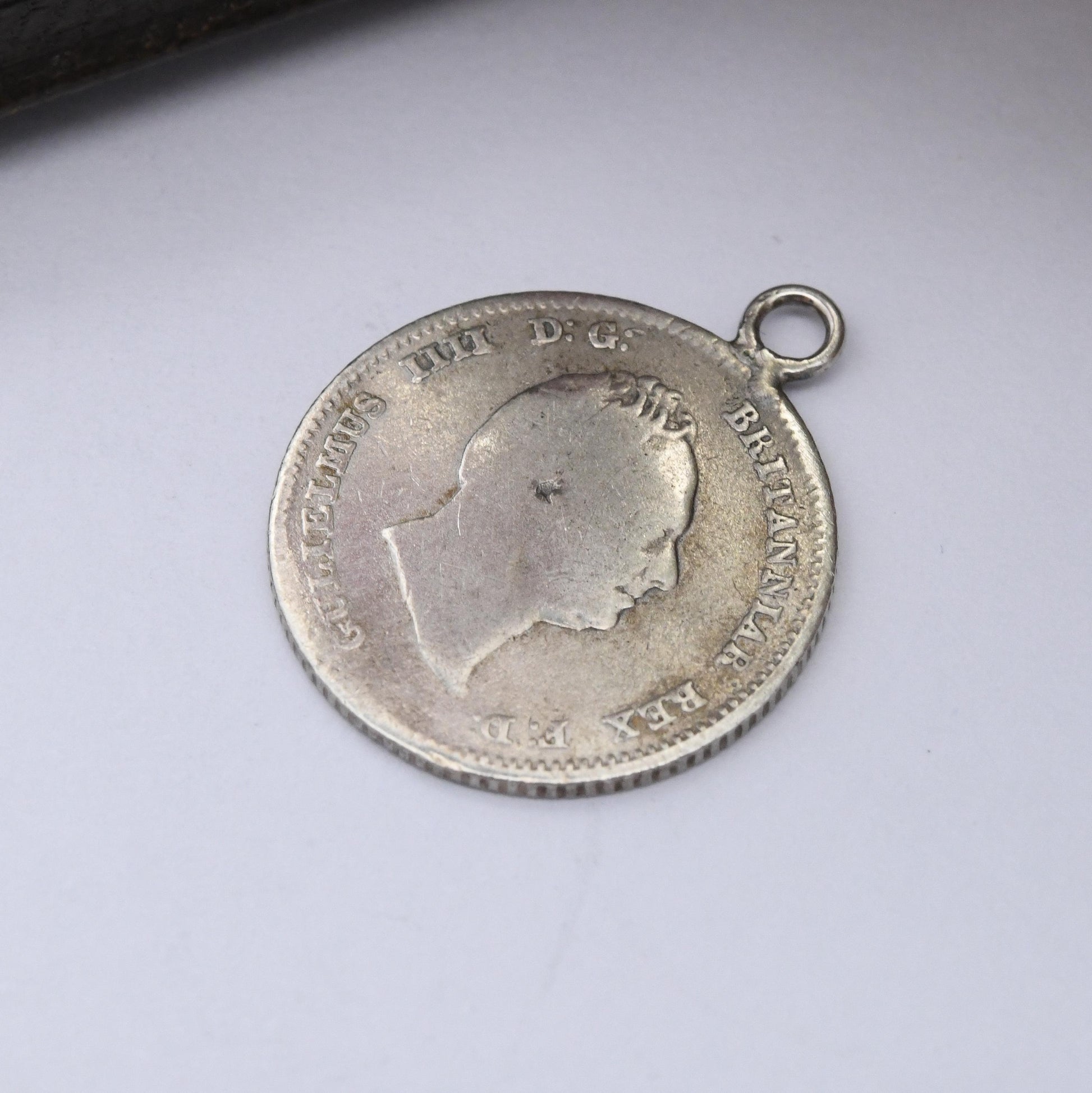 Antique William IV Silver Four Pence 1836 Coin Charm Pendant - Genuine Old Solid Silver Coin Jewellery British Groat Joey | Seated Britannia
