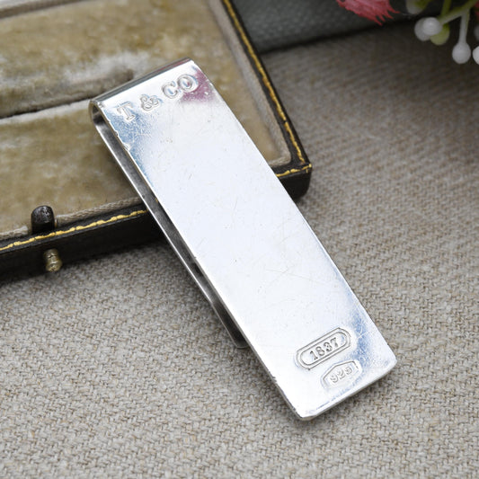 Tiffany 1837 Sterling Silver Money Clip T & Co - Wallet Accessory for Bank Notes | Minimal Everyday Solid Silver Gift for Him | Authentic