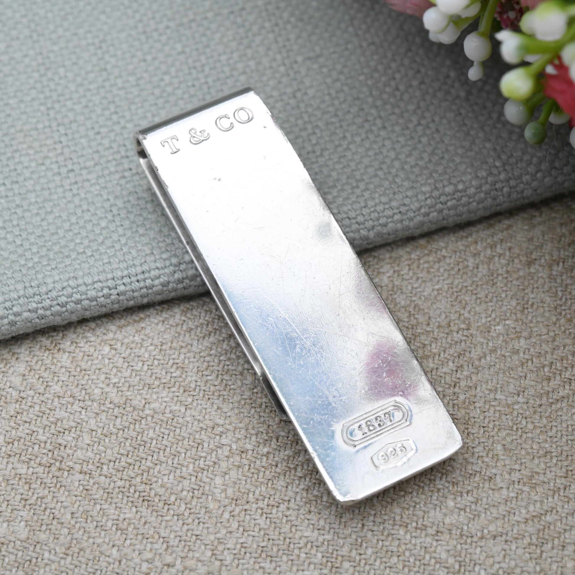 Tiffany 1837 Sterling Silver Money Clip T & Co - Wallet Accessory for Bank Notes | Minimal Everyday Solid Silver Gift for Him | Authentic