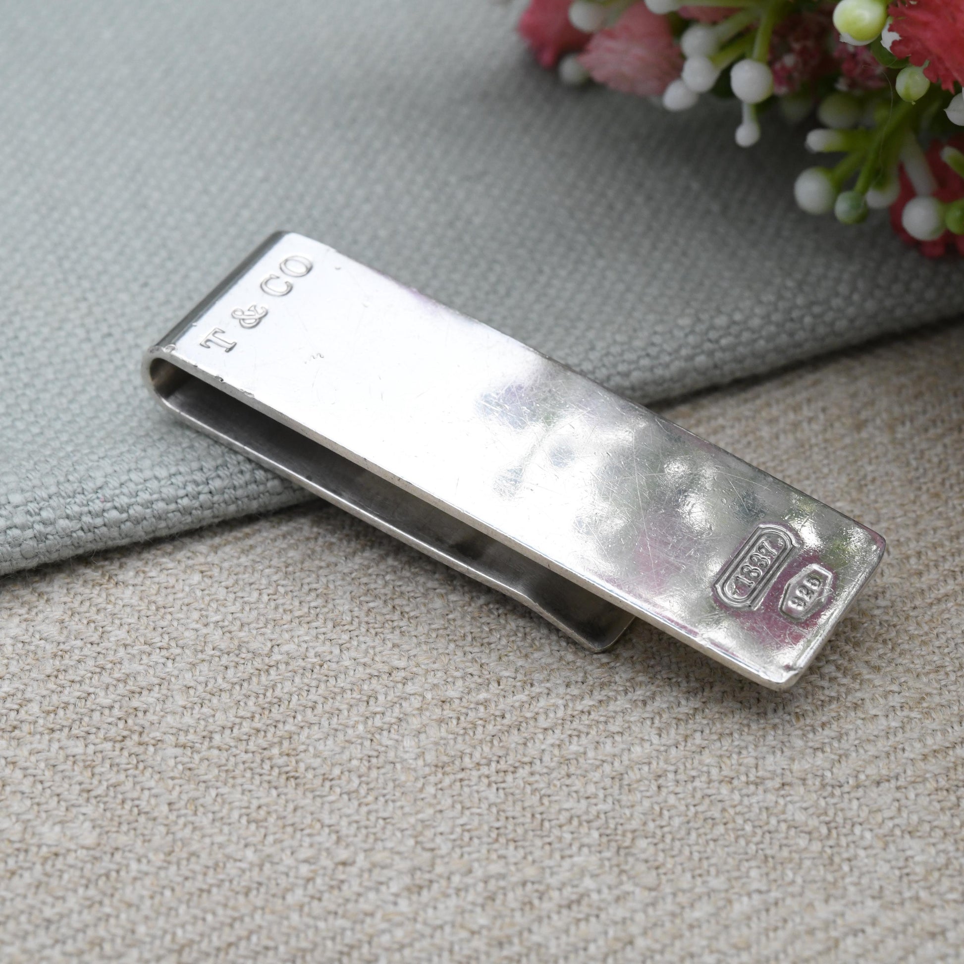 Tiffany 1837 Sterling Silver Money Clip T & Co - Wallet Accessory for Bank Notes | Minimal Everyday Solid Silver Gift for Him | Authentic