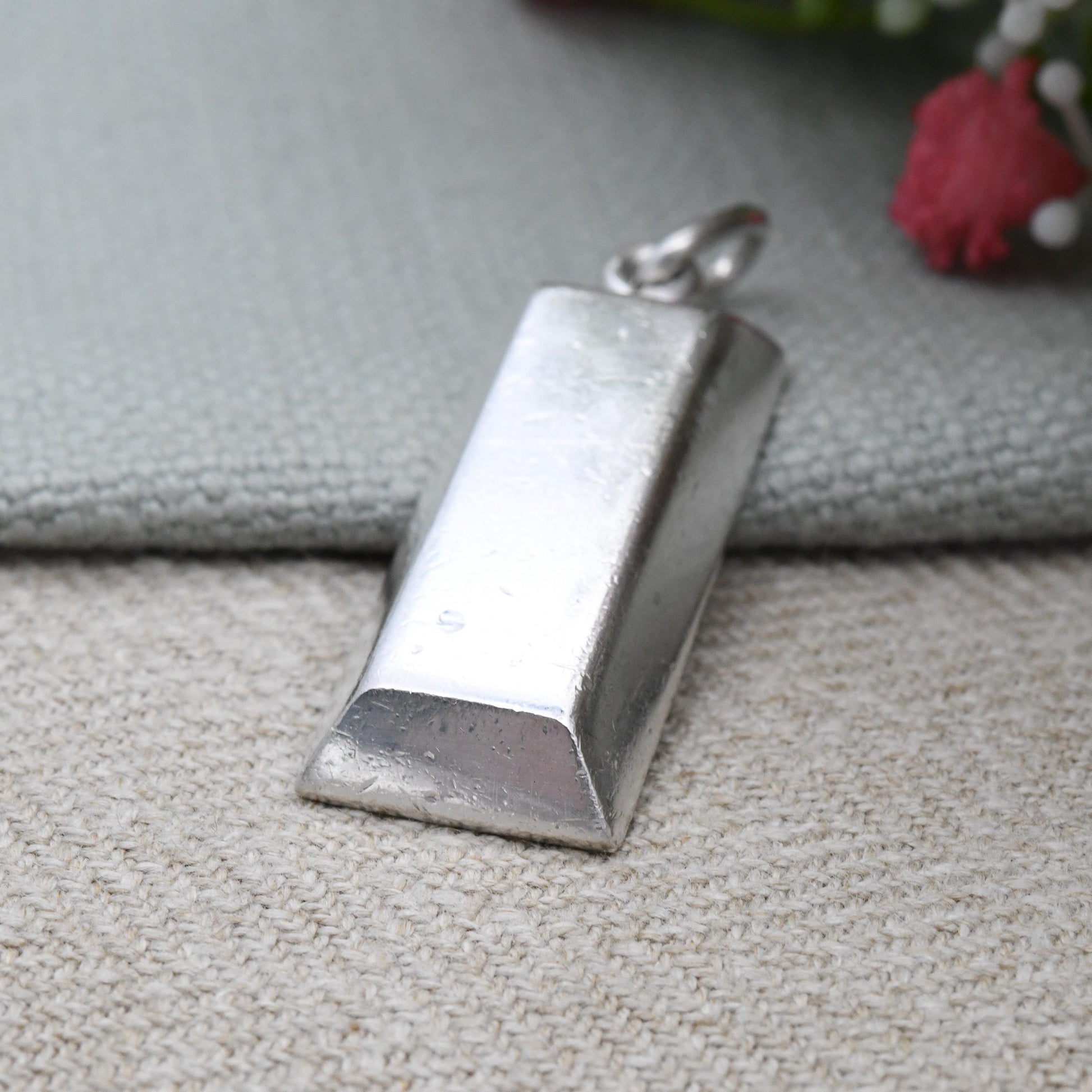 Vintage 999 Fine Silver Ingot Pendant Plata Fina 23 Grams - Solid Silver Mid-Century Necklace Charm | Silver Bullion