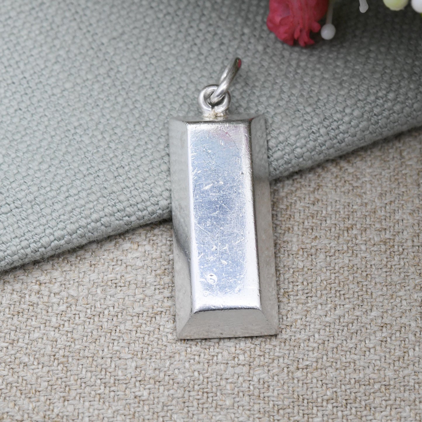 Vintage 999 Fine Silver Ingot Pendant Plata Fina 23 Grams - Solid Silver Mid-Century Necklace Charm | Silver Bullion