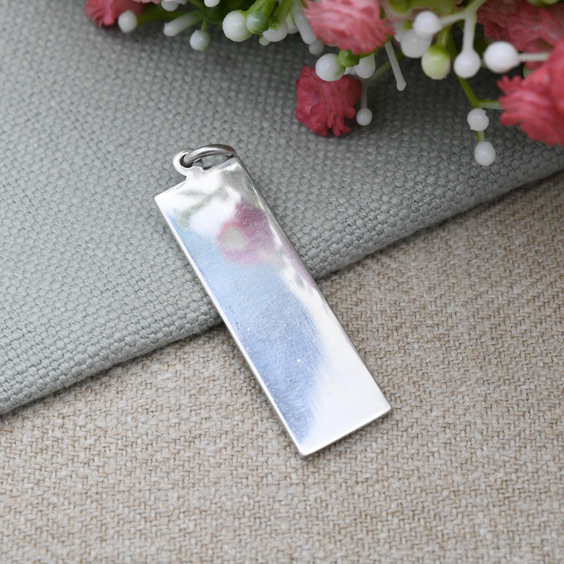 Vintage Sterling Silver Ingot Pendant 1979 RC Carrs of Sheffield - Solid Silver Mid-Century Necklace Charm | Clear UK Hallmarks England