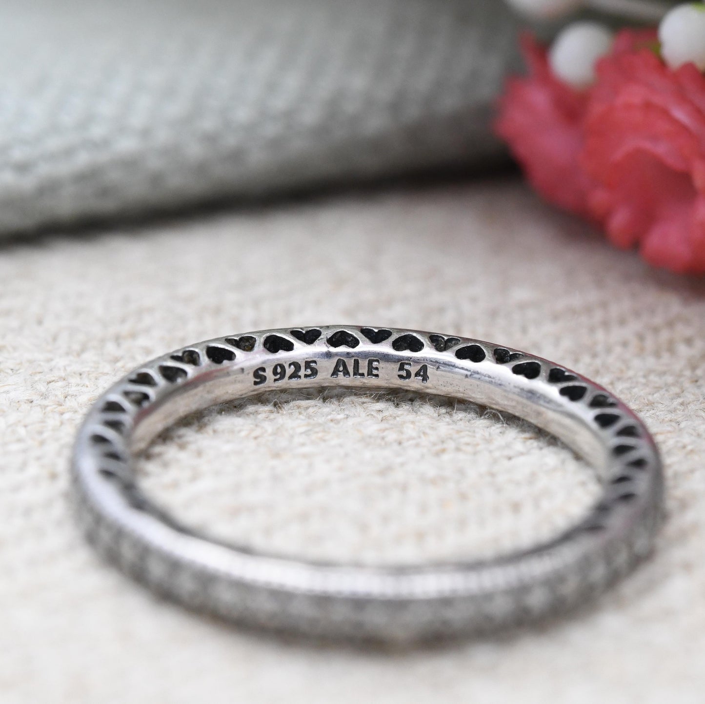 Pandora Sterling Silver Hearts Eternity Ring with Love Heart Cut Band - CZ Stacking Ring | Gift for Her | UK Size - N | US Size - 6 1/2