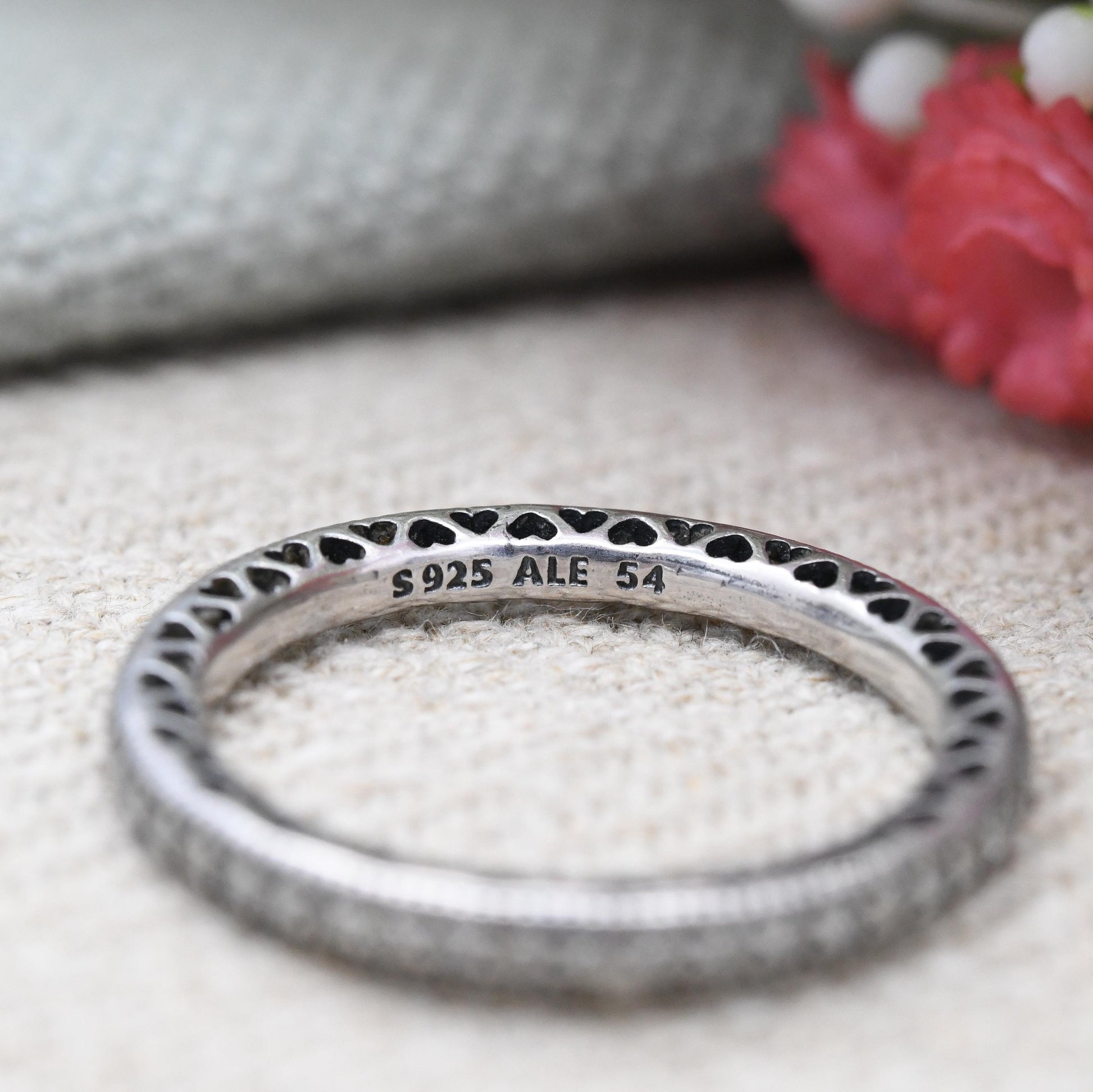 Pandora Sterling Silver Hearts Eternity Ring with Love Heart Cut Band - CZ Stacking Ring | Gift for Her | UK Size - N | US Size - 6 1/2