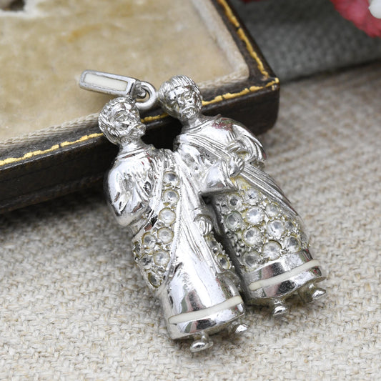 Sterling Silver Gemini Pendant - Ancient Men Twin Boys Astrological Zodiac Star Sign | Chunky Statement Necklace Charm | May June Birthday
