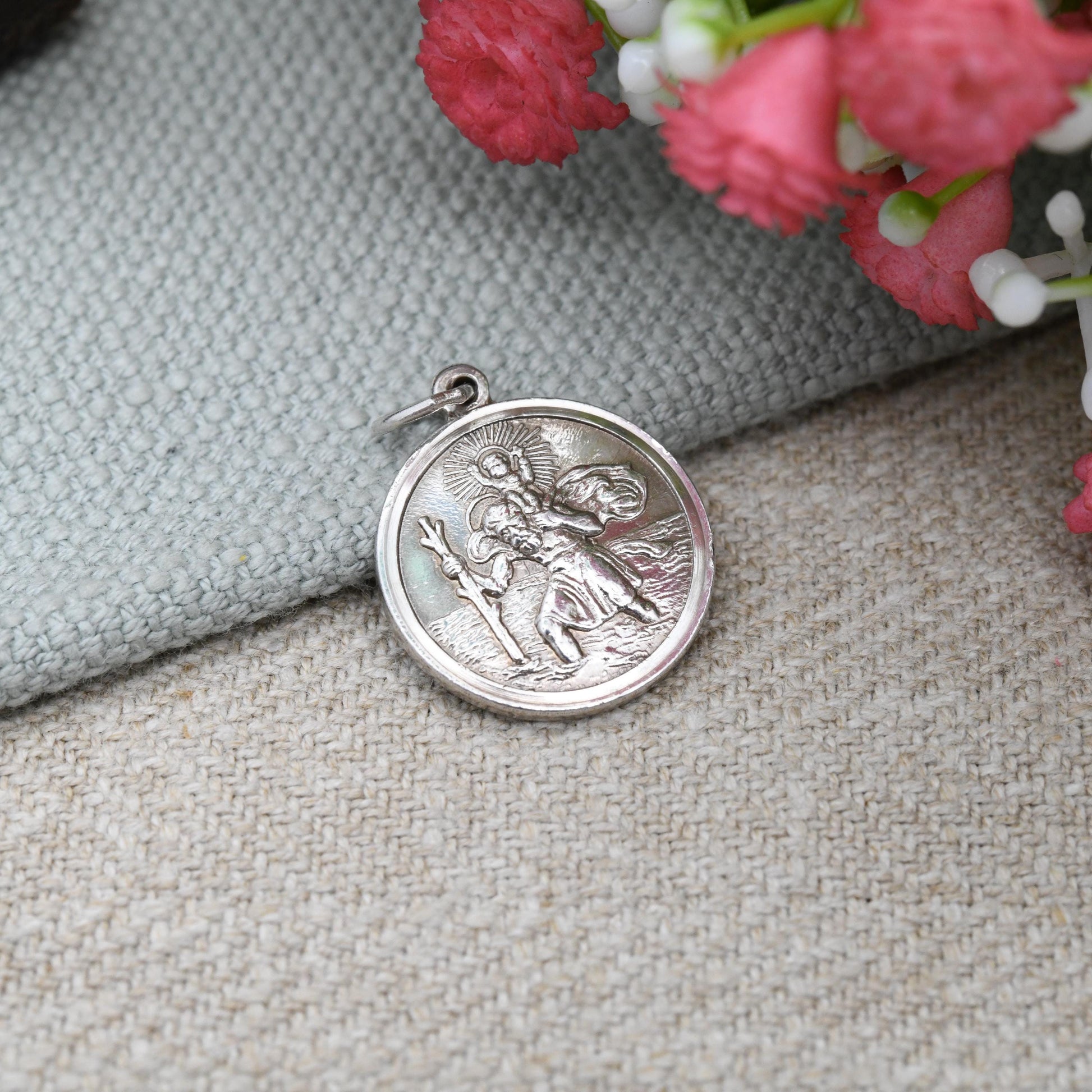 Vintage Sterling Silver St. Christopher Pendant with Plane Ship Car - Patron Saint of Travellers | Gift for Adventurer | Protect Us