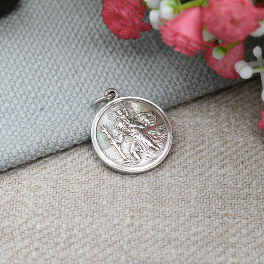 Vintage Sterling Silver St. Christopher Pendant with Plane Ship Car - Patron Saint of Travellers | Gift for Adventurer | Protect Us