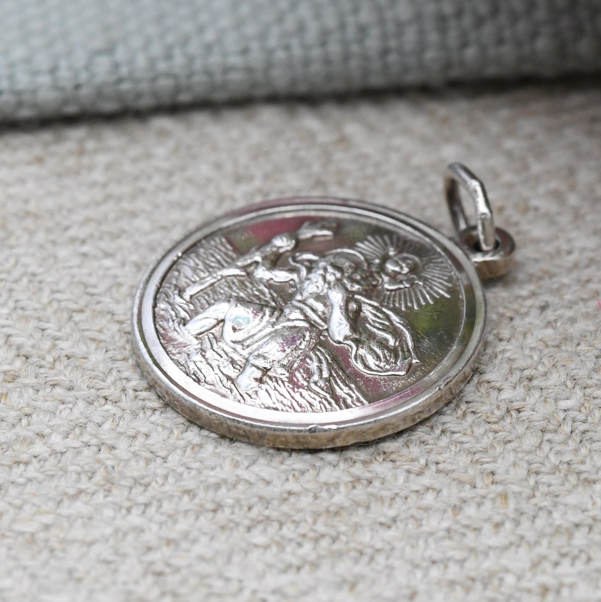 Vintage Sterling Silver St. Christopher Pendant with Plane Ship Car - Patron Saint of Travellers | Gift for Adventurer | Protect Us