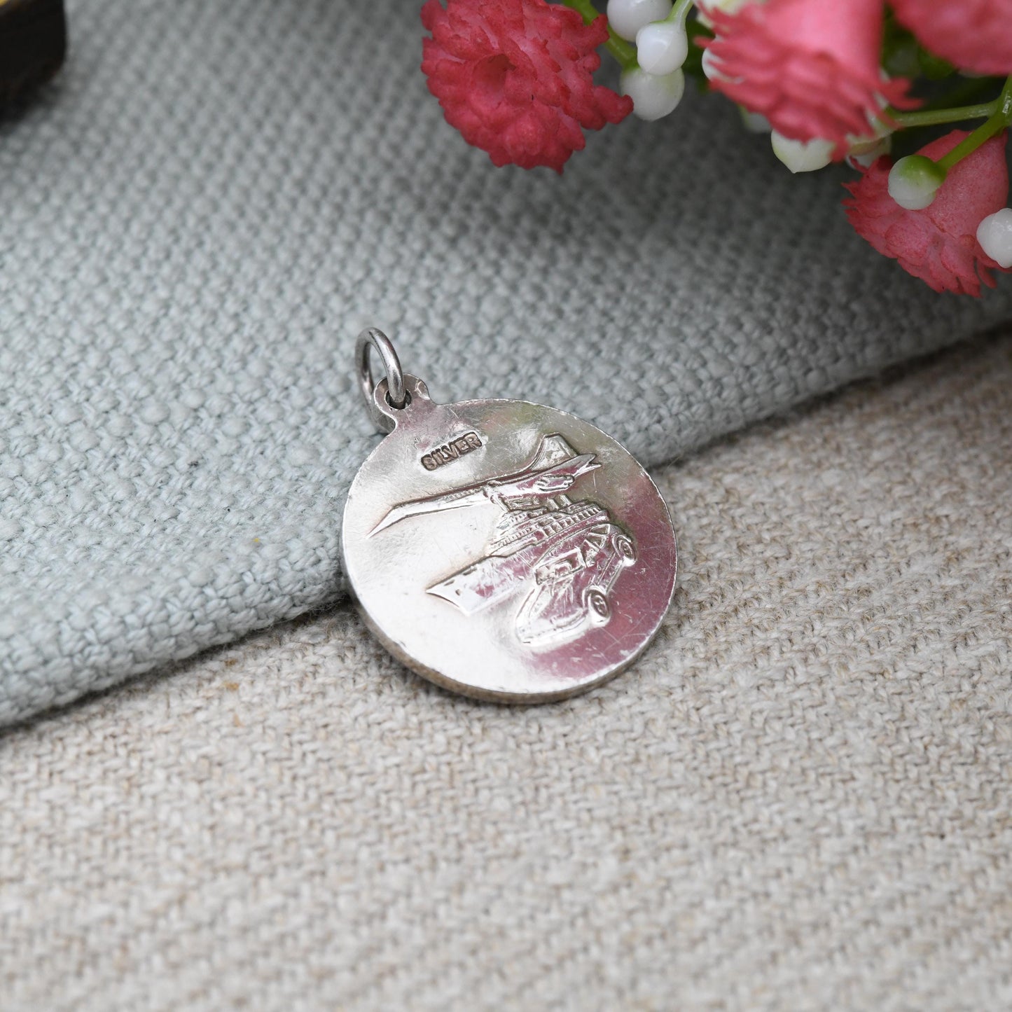 Vintage Sterling Silver St. Christopher Pendant with Plane Ship Car - Patron Saint of Travellers | Gift for Adventurer | Protect Us