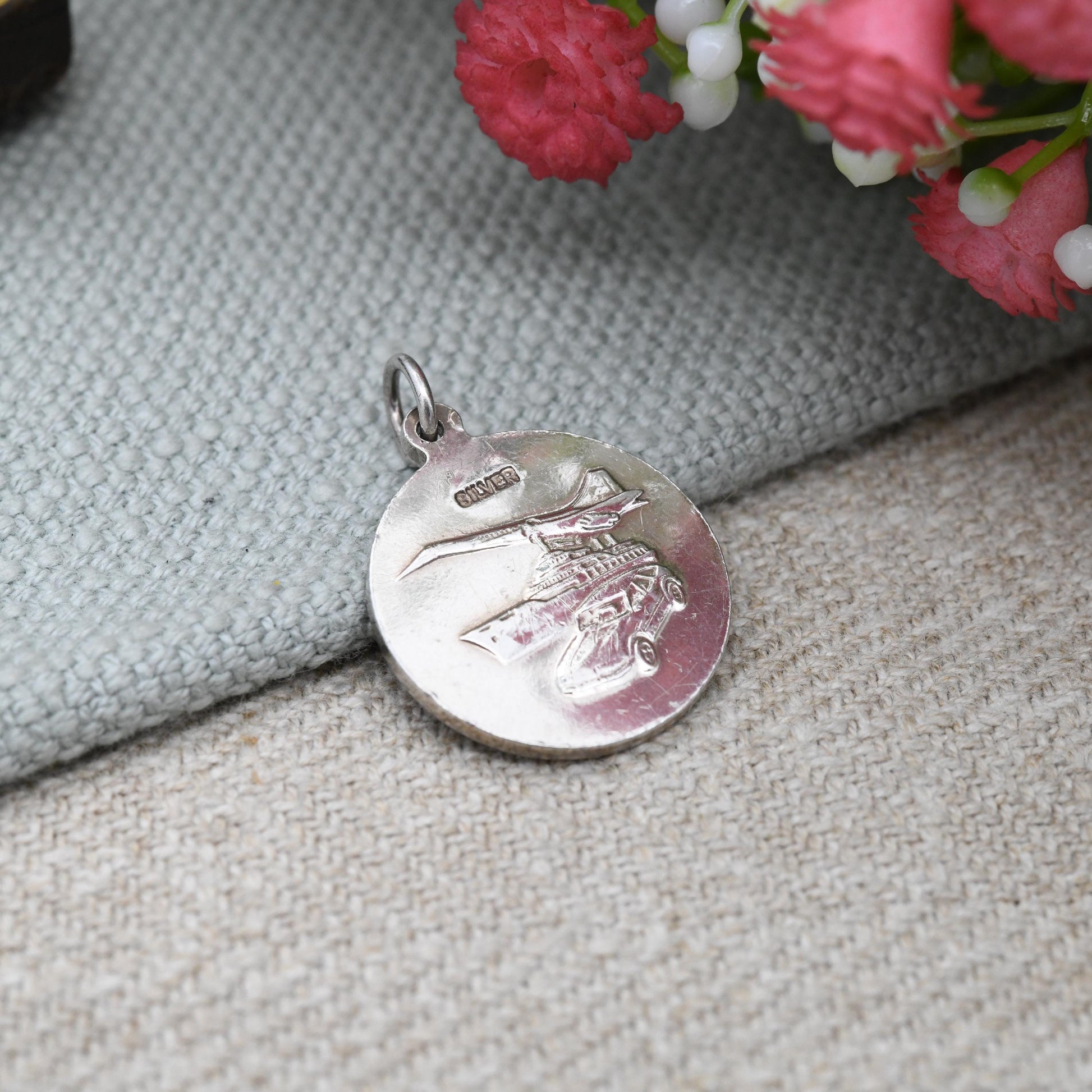Vintage Sterling Silver St. Christopher Pendant with Plane Ship Car - Patron Saint of Travellers | Gift for Adventurer | Protect Us