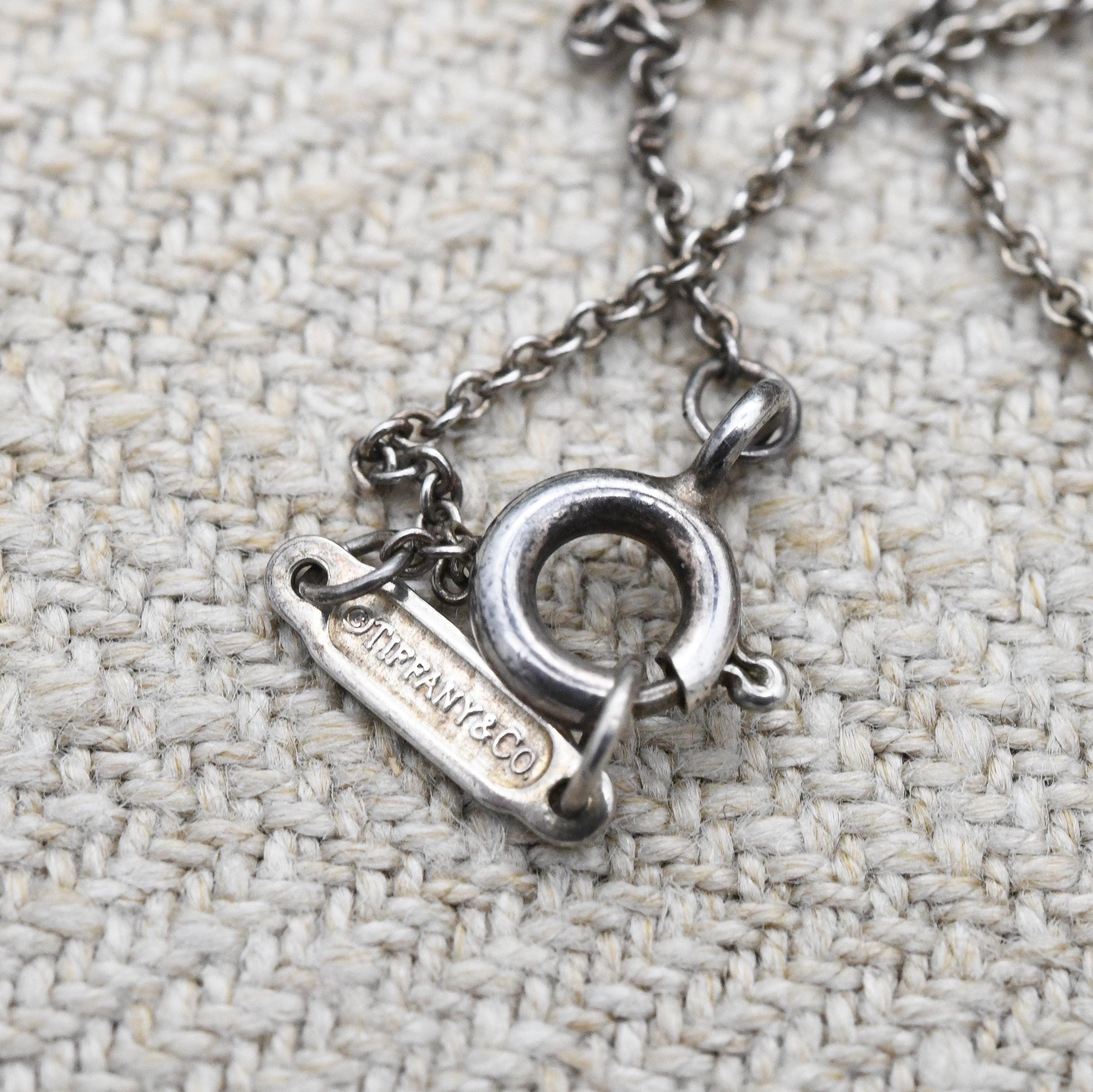 Tiffany & Co Elsa Peretti Open Heart Pendant Necklace Sterling Silver - Medium Size 16mm | Genuine Signed Designer Jewellery Trace Chain 16"